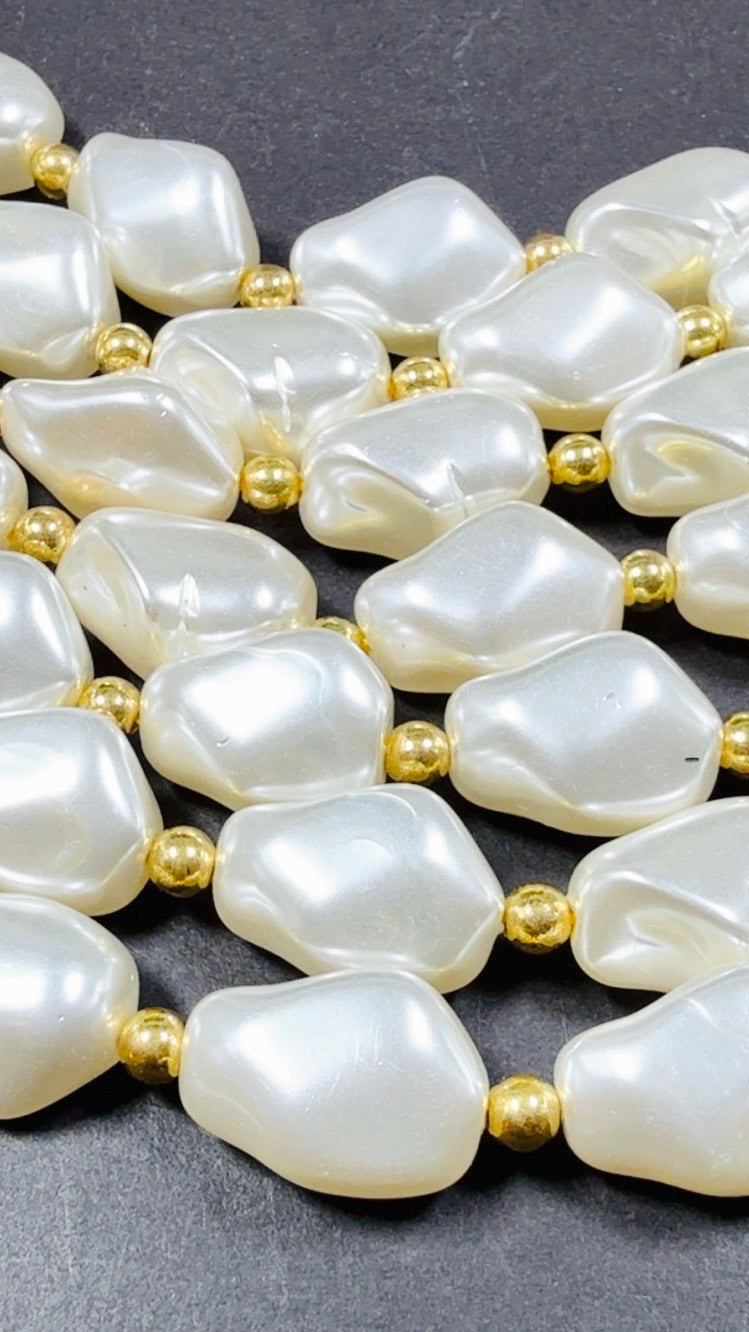Chinese Swarovski Pearl Crystal Beads. Irregular Baroque shaped pearls, Beautiful White Swarovski Crystal Pearl 15.5"