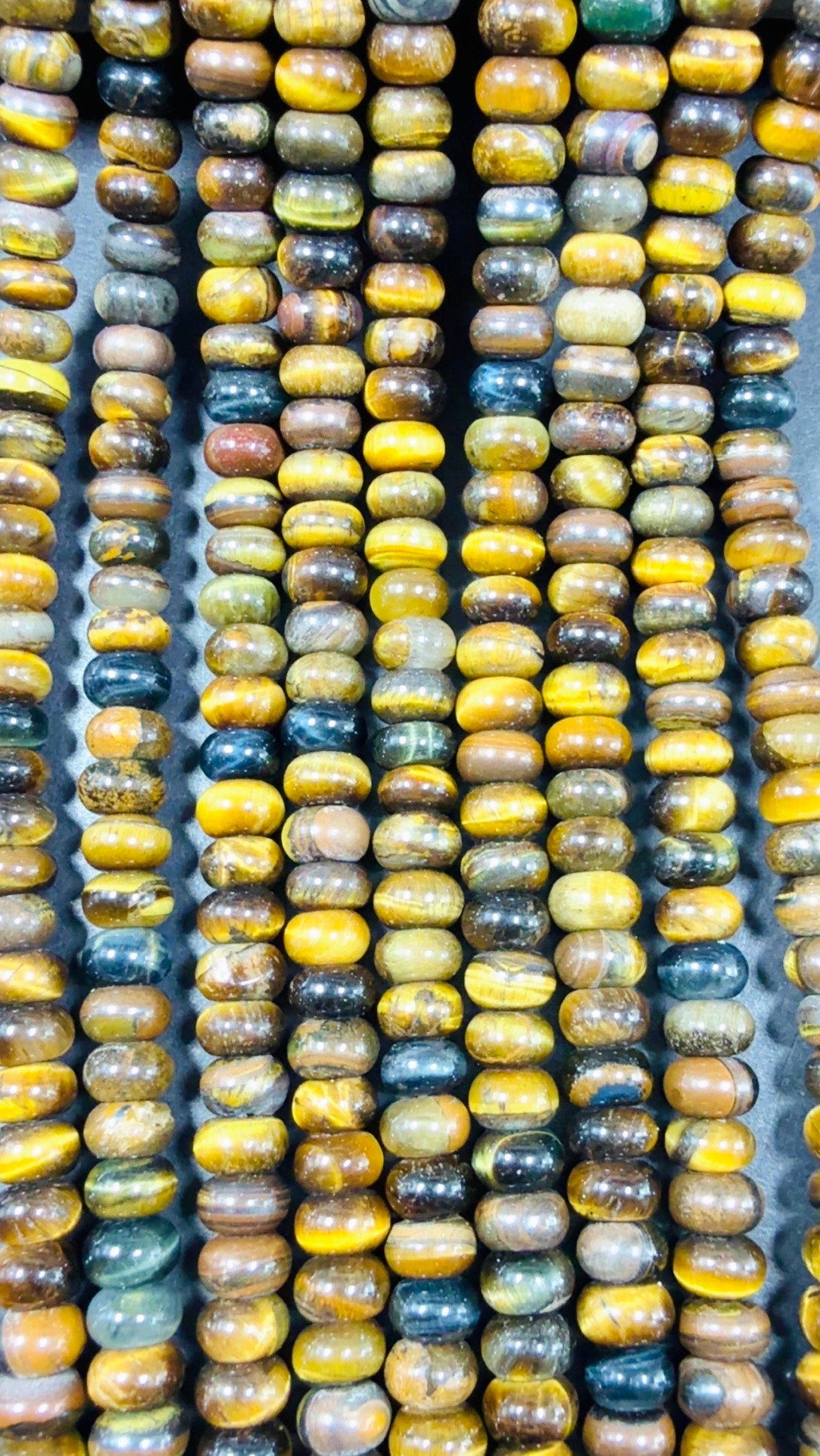 Natural Tiger Eye Gemstone Bead, 8mm Rondelle shaped Beads, Beautiful Natural Brown Dark Navy Blue Stone Beads 15.5" Strand