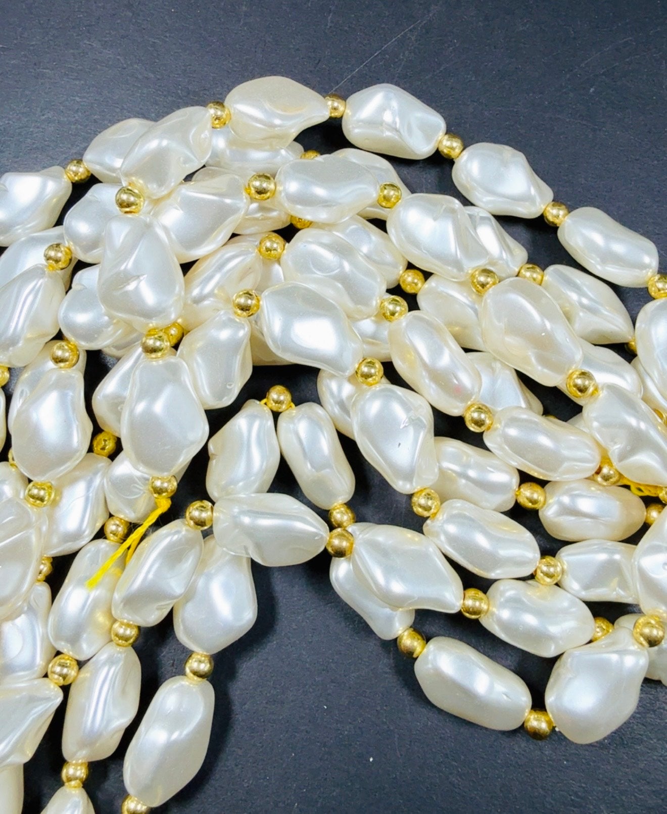 Chinese Swarovski Pearl Crystal Beads. Irregular Baroque shaped pearls, Beautiful White Swarovski Crystal Pearl 15.5"