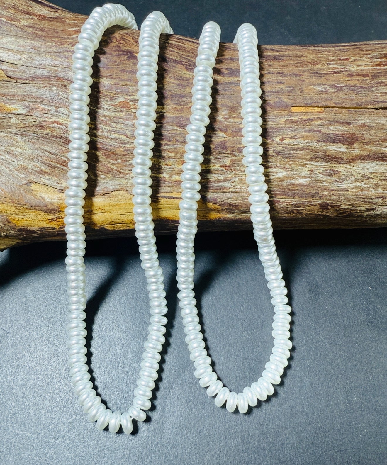 Chinese Swarovski Pearl Crystal Beads 6.5mm Rondelle shape Beads, Gorgeous White Swarovski Crystal Pearl 15.5"
