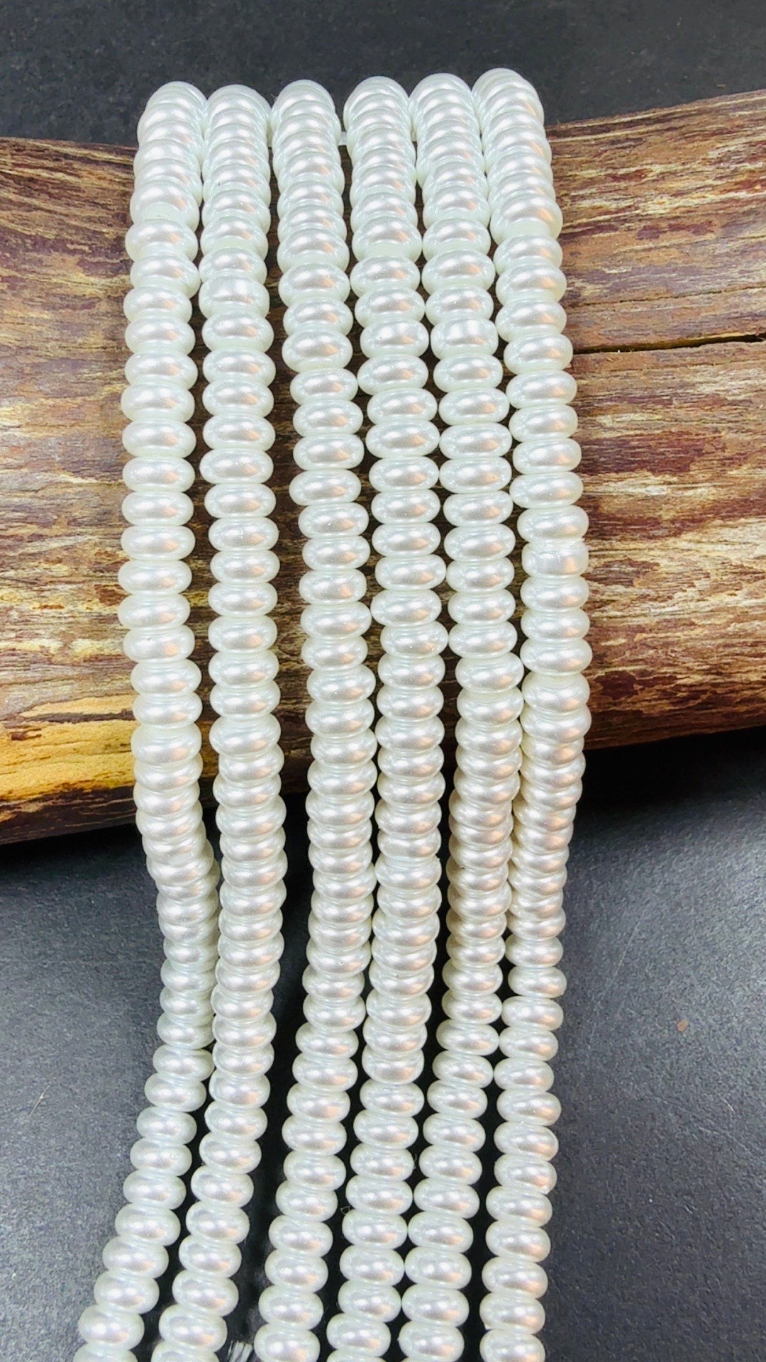 Chinese Swarovski Pearl Crystal Beads 6.5mm Rondelle shape Beads, Gorgeous White Swarovski Crystal Pearl 15.5"