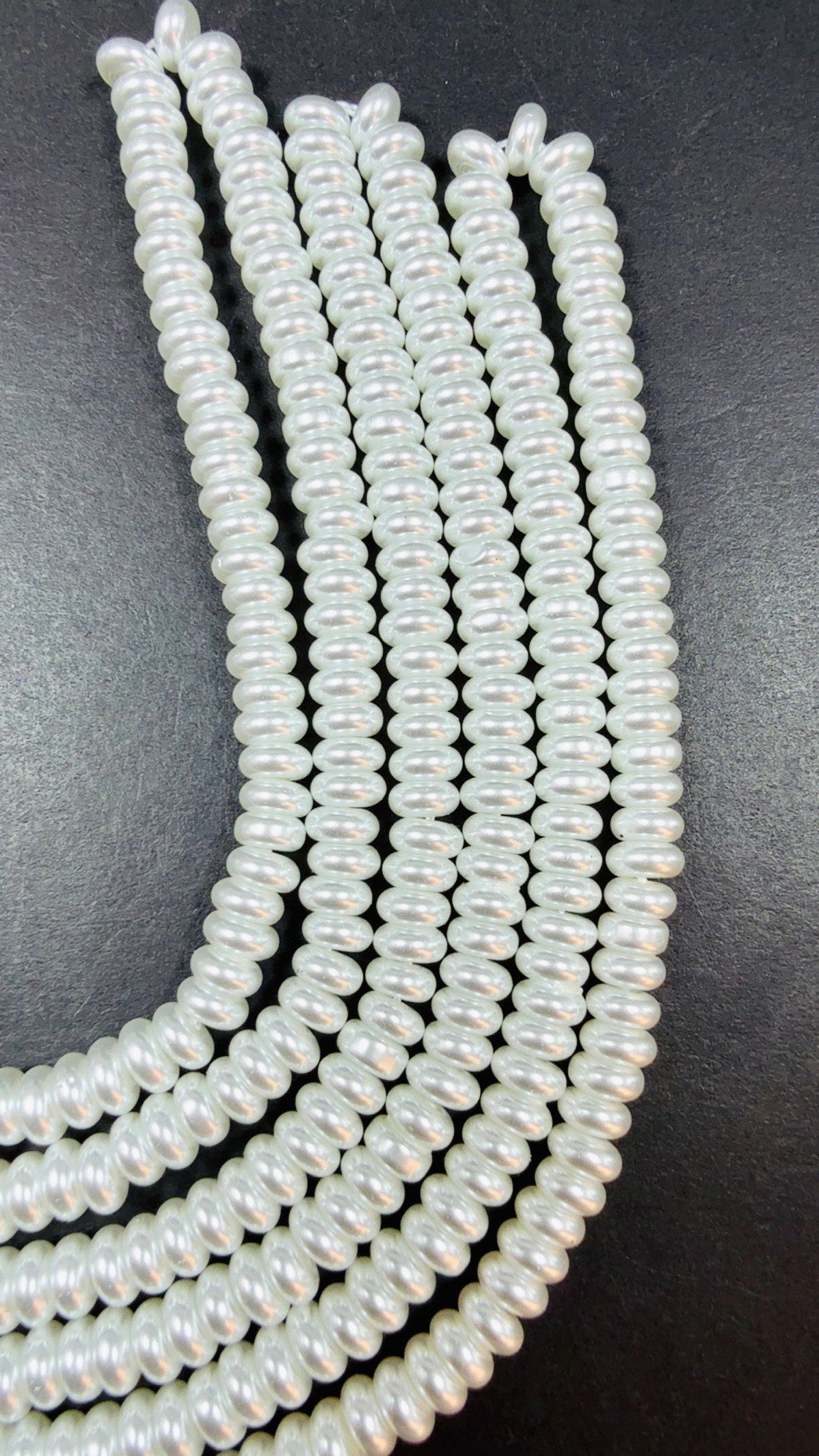 Chinese Swarovski Pearl Crystal Beads 6.5mm Rondelle shape Beads, Gorgeous White Swarovski Crystal Pearl 15.5"
