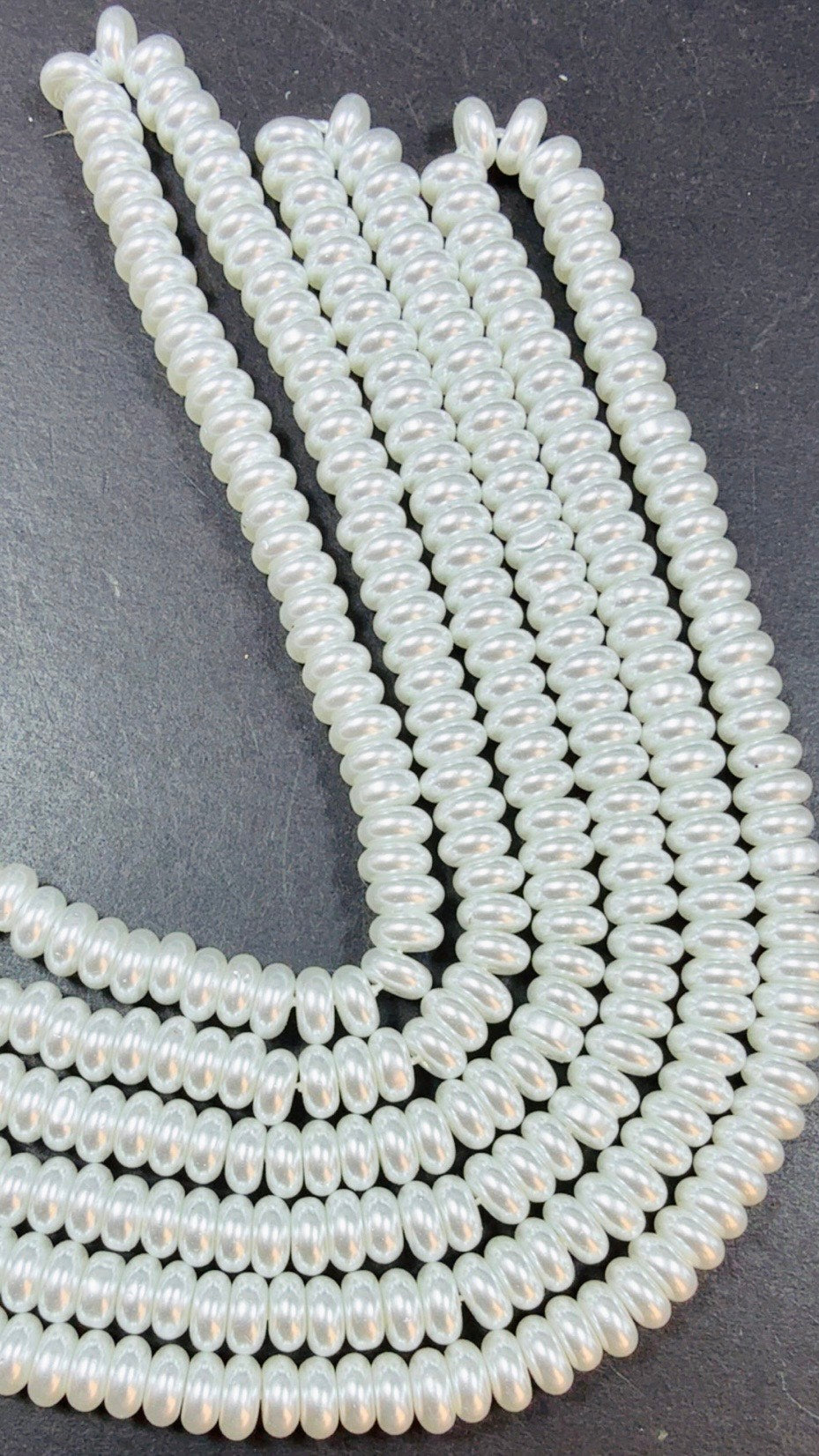 Chinese Swarovski Pearl Crystal Beads 6.5mm Rondelle shape Beads, Gorgeous White Swarovski Crystal Pearl 15.5"