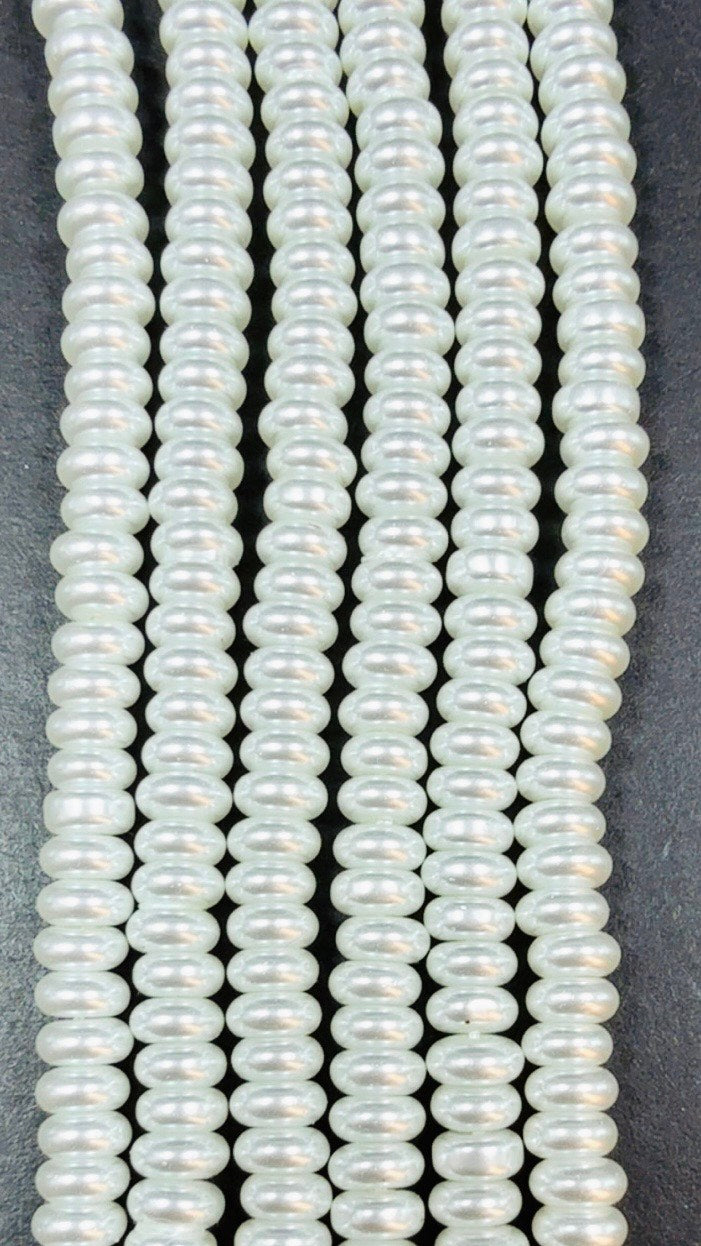 Chinese Swarovski Pearl Crystal Beads 6.5mm Rondelle shape Beads, Gorgeous White Swarovski Crystal Pearl 15.5"