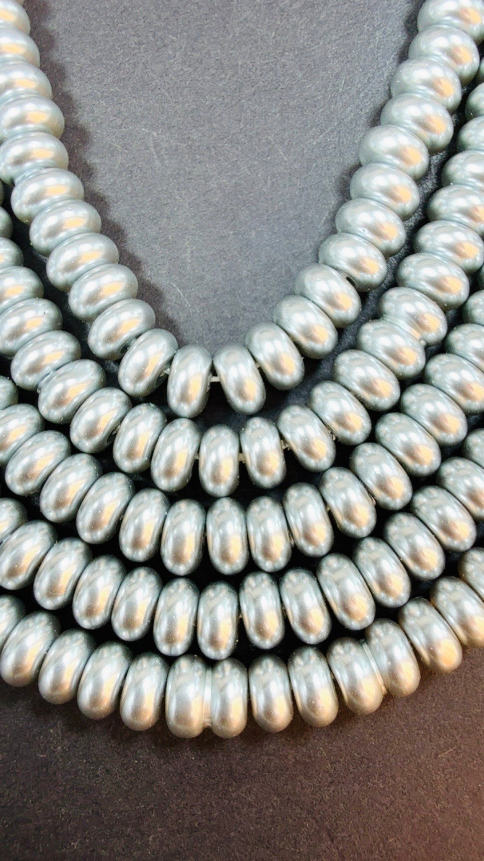 Chinese Swarovski Pearl Crystal Beads 6mm Rondelle shape Beads, Gorgeous Silver color Swarovski Crystal Pearl 15.5"
