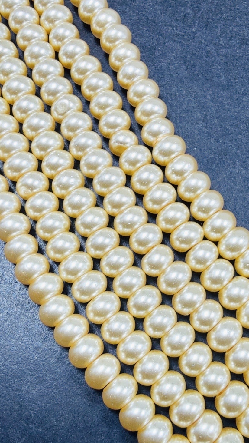 Chinese Swarovski Pearl Crystal Beads 6mm Rondelle shape Beads, Gorgeous Gold color Swarovski Crystal Pearl 15.5"