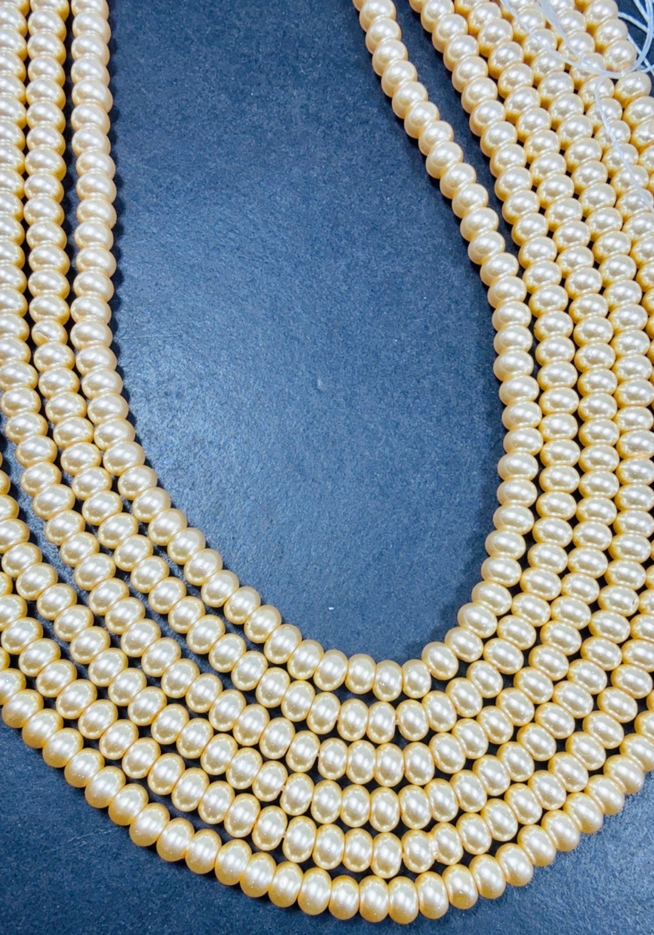 Chinese Swarovski Pearl Crystal Beads 6mm Rondelle shape Beads, Gorgeous Gold color Swarovski Crystal Pearl 15.5"