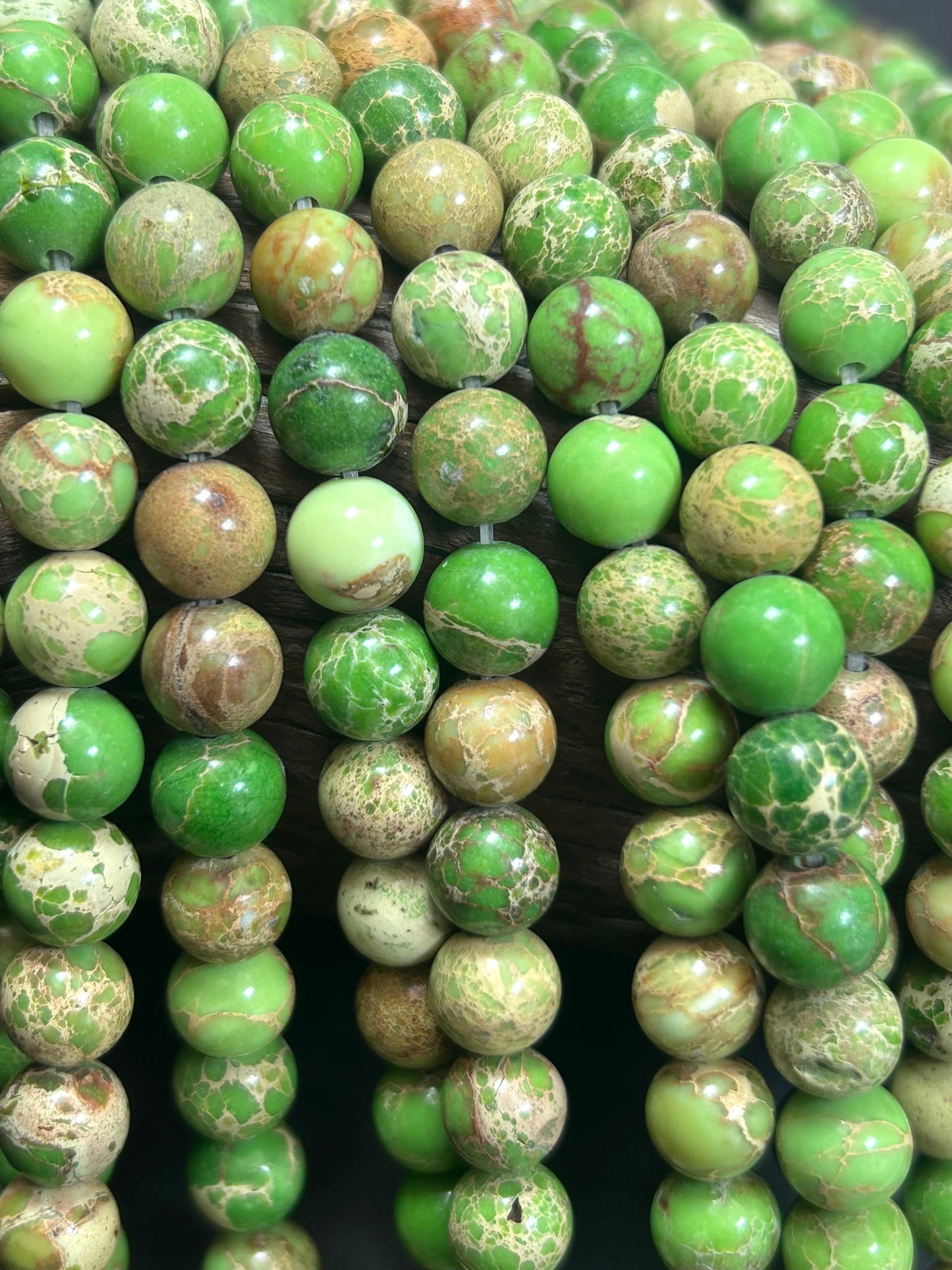 Natural Sea Sediment Gemstone Bead 6mm 8mm 10mm Round Beads, Beautiful Yellow Green Color Imperial  Beads Full Strand 15.5"