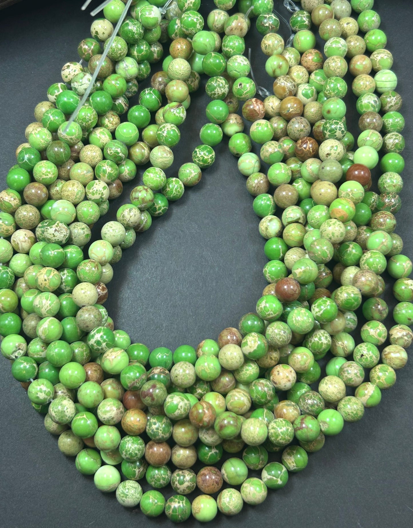 Natural Sea Sediment Gemstone Bead 6mm 8mm 10mm Round Beads, Beautiful Yellow Green Color Imperial  Beads Full Strand 15.5"