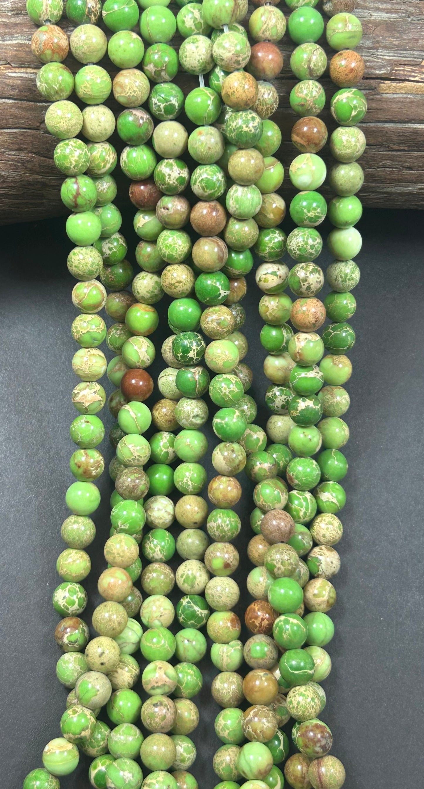 Natural Sea Sediment Gemstone Bead 6mm 8mm 10mm Round Beads, Beautiful Yellow Green Color Imperial  Beads Full Strand 15.5"