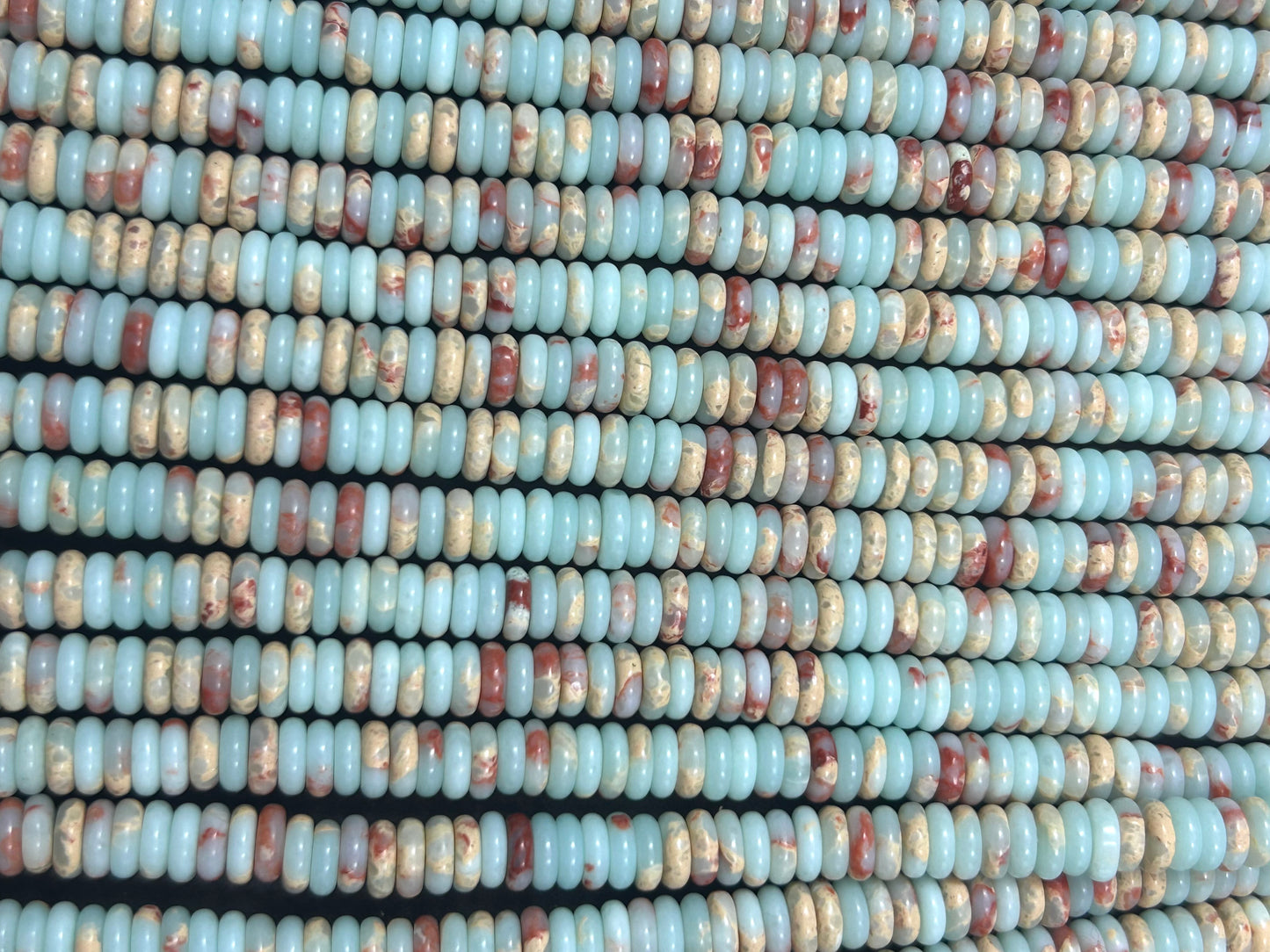 Natural Sea Sediment Gemstone Bead 6x2mm Heishi Shape, Beautiful Light Blue Beige Red Sea Sediment Jasper Beads, Full Strand 15.5"
