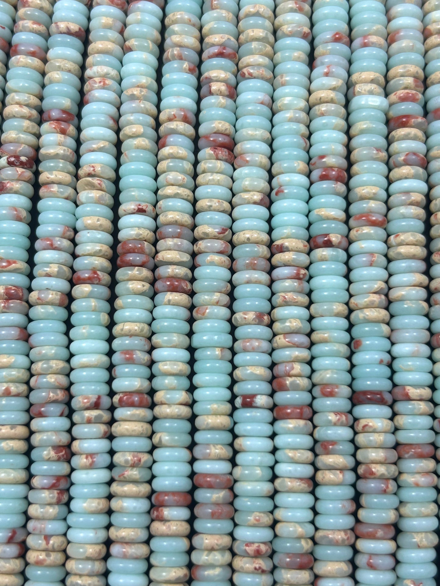Natural Sea Sediment Gemstone Bead 6x2mm Heishi Shape, Beautiful Light Blue Beige Red Sea Sediment Jasper Beads, Full Strand 15.5"