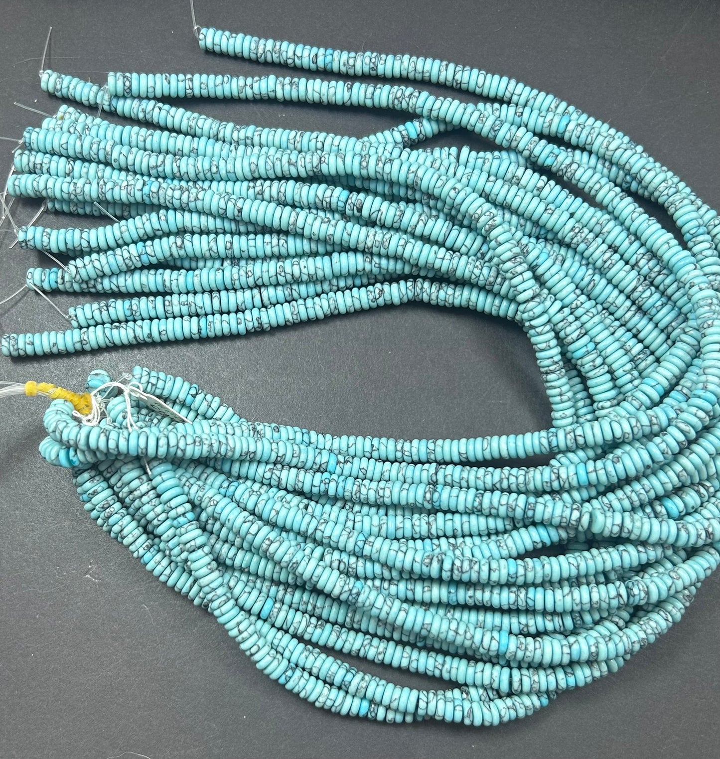 AAA 100% Natural Howlite Gemstone Beads, 6x2mm , smooth Heishi Beads, Beautiful dyed ight Blue Beads, Great Quality Beads! Full length 15.5"