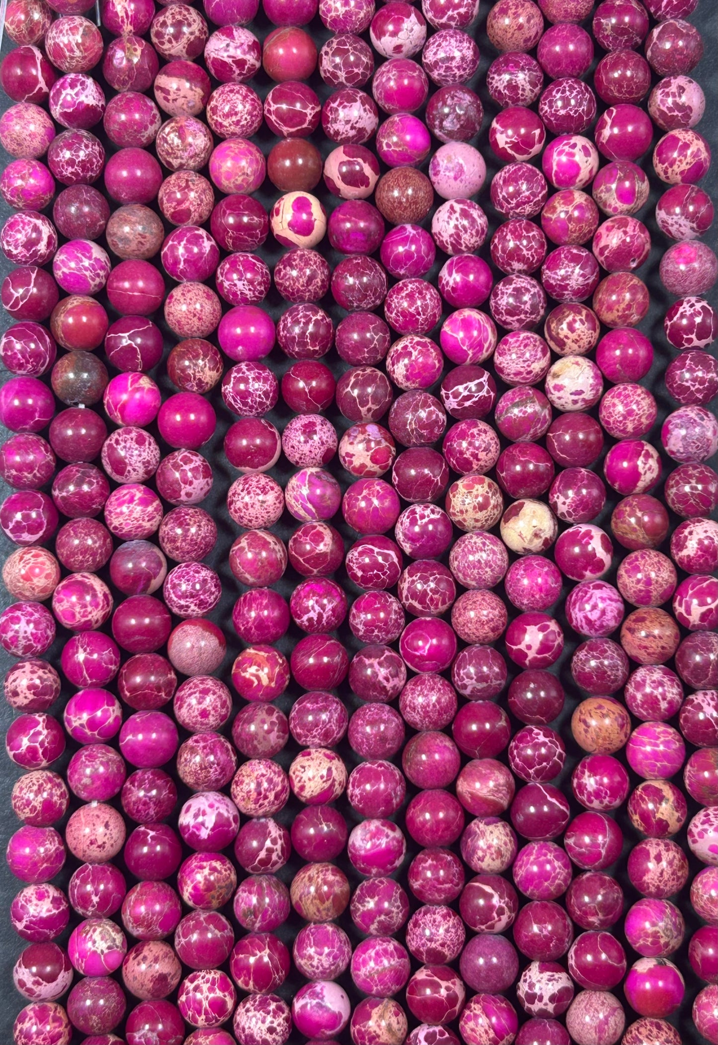 Natural Sea Sediment Fuchsia Gemstone Bead 4mm 6mm 8mm 10mm 12mm Round Beads, Beautiful Color Fuchsia Imperial Bead Full Strand 15.5