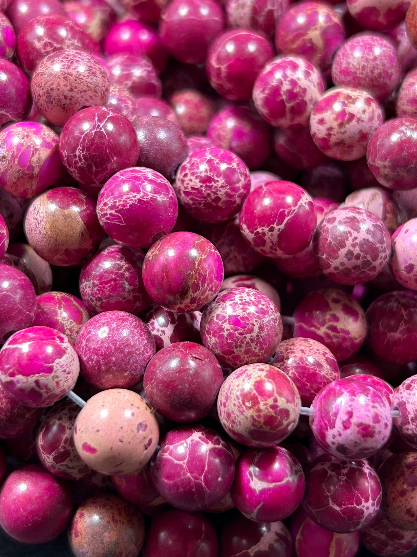 Natural Sea Sediment Fuchsia Gemstone Bead 4mm 6mm 8mm 10mm 12mm Round Beads, Beautiful Color Fuchsia Imperial Bead Full Strand 15.5