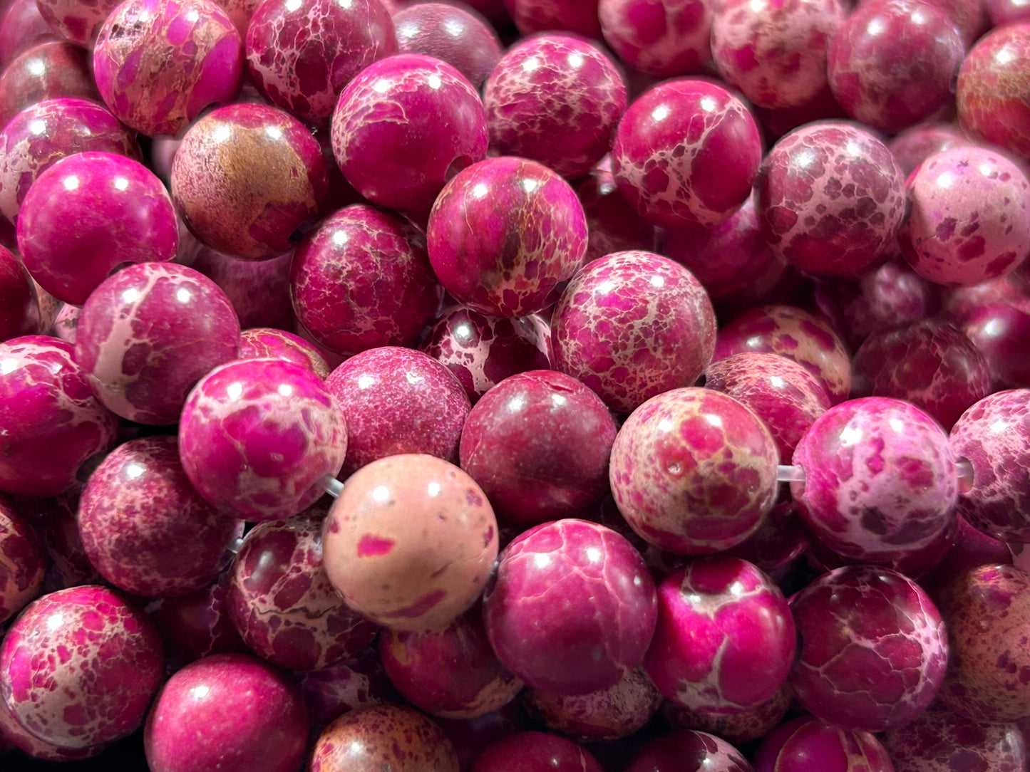 Natural Sea Sediment Fuchsia Gemstone Bead 4mm 6mm 8mm 10mm 12mm Round Beads, Beautiful Color Fuchsia Imperial Bead Full Strand 15.5