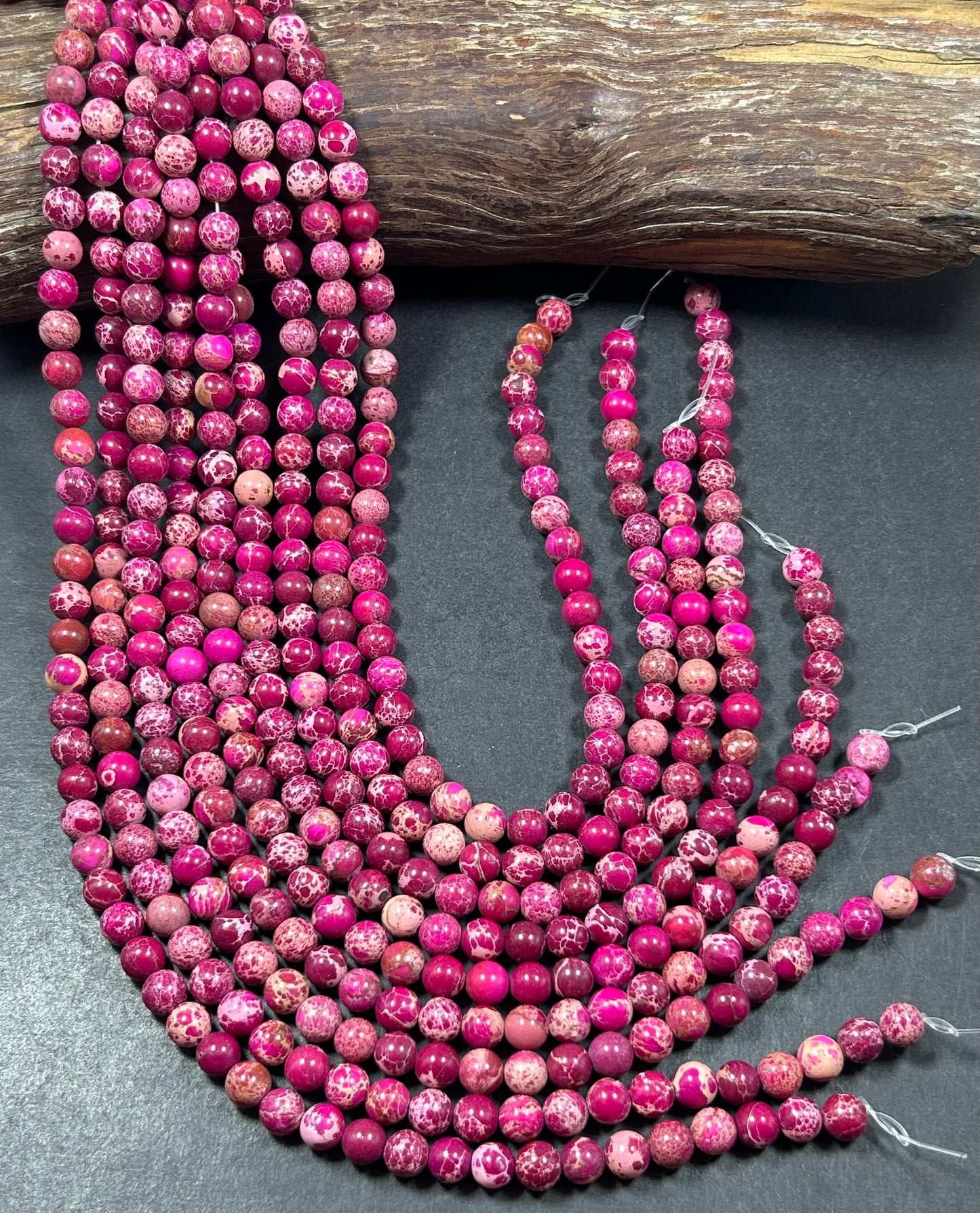 Natural Sea Sediment Fuchsia Gemstone Bead 4mm 6mm 8mm 10mm 12mm Round Beads, Beautiful Color Fuchsia Imperial Bead Full Strand 15.5