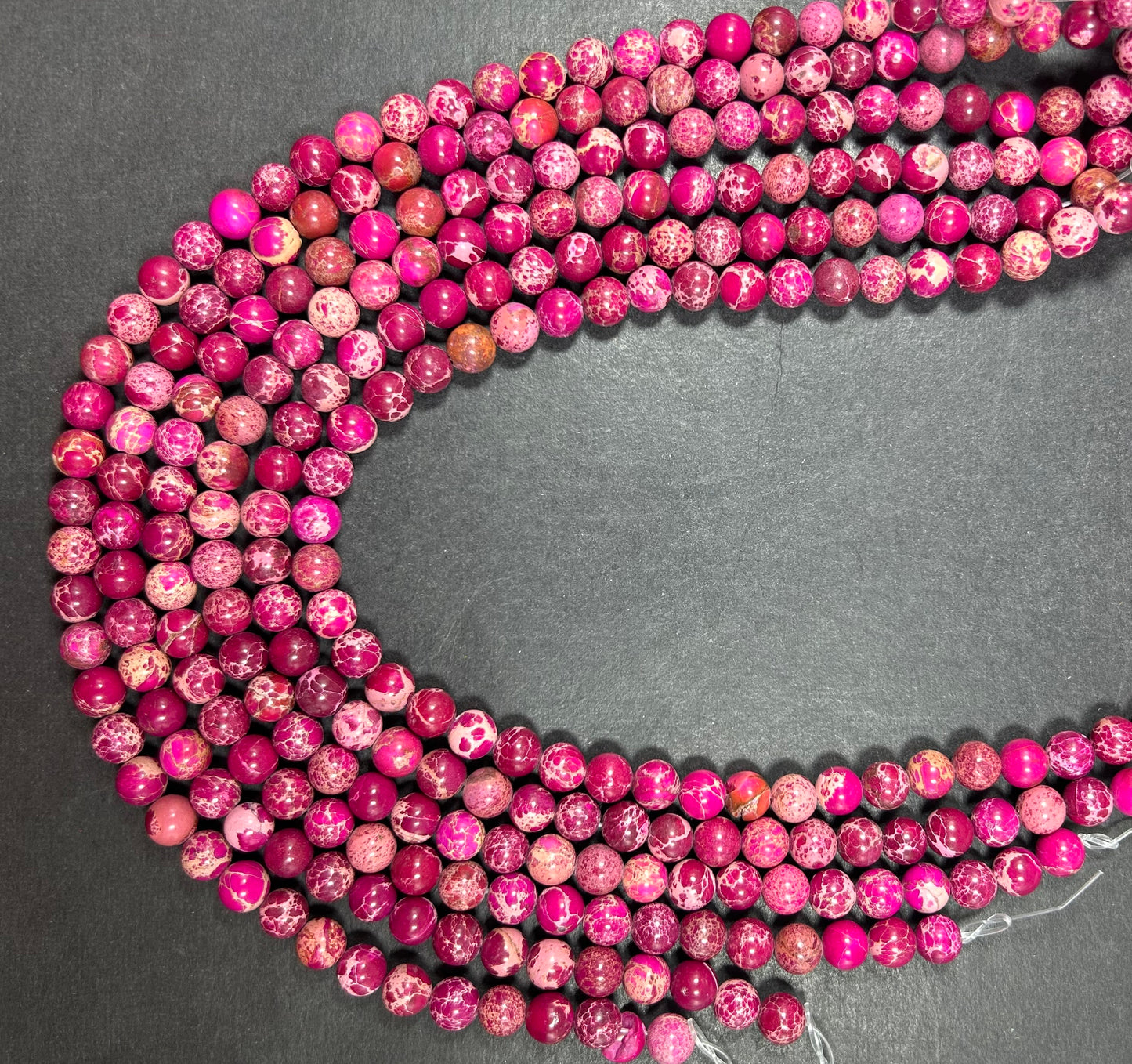 Natural Sea Sediment Fuchsia Gemstone Bead 4mm 6mm 8mm 10mm 12mm Round Beads, Beautiful Color Fuchsia Imperial Bead Full Strand 15.5