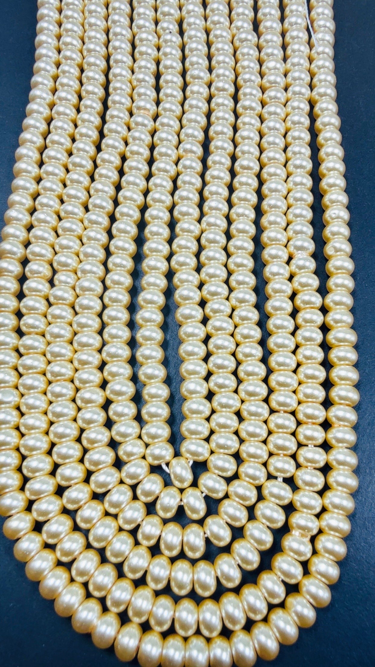 Chinese Swarovski Pearl Crystal Beads 6mm Rondelle shape Beads, Gorgeous Gold color Swarovski Crystal Pearl 15.5"