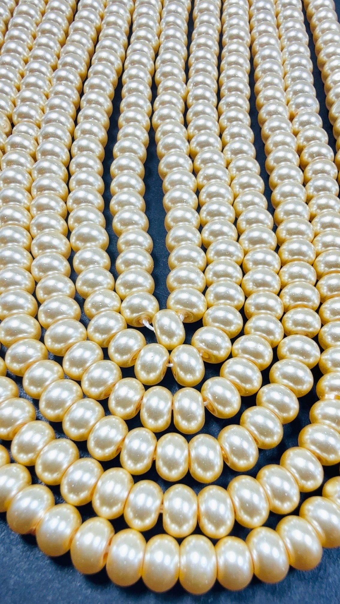 Chinese Swarovski Pearl Crystal Beads 6mm Rondelle shape Beads, Gorgeous Gold color Swarovski Crystal Pearl 15.5"