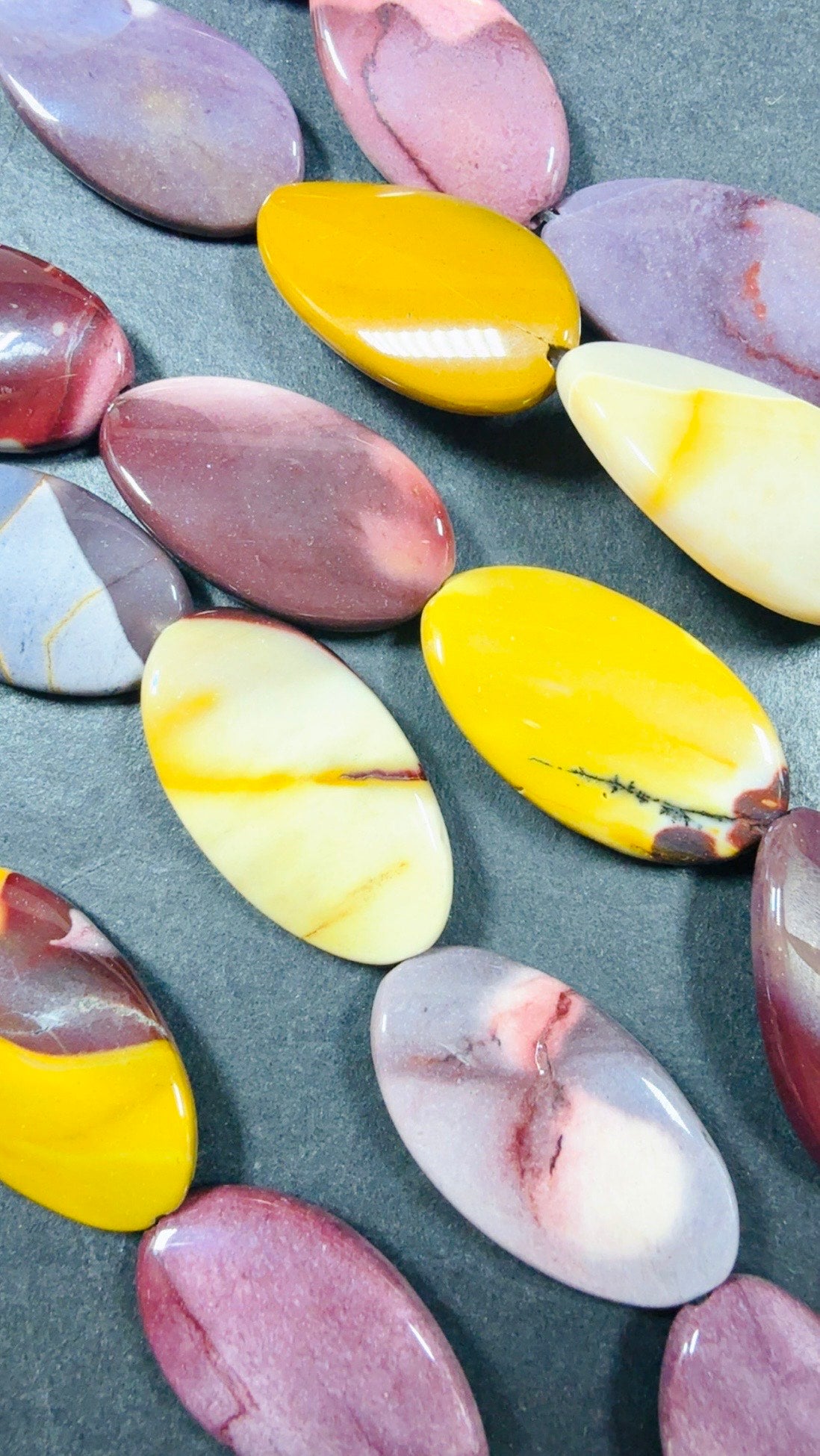 Natural Mookaite Smooth curved oval shaped Gemstone Bead, Beautiful Natural Red, Brown, Beige Color, Full Strand 15.5"