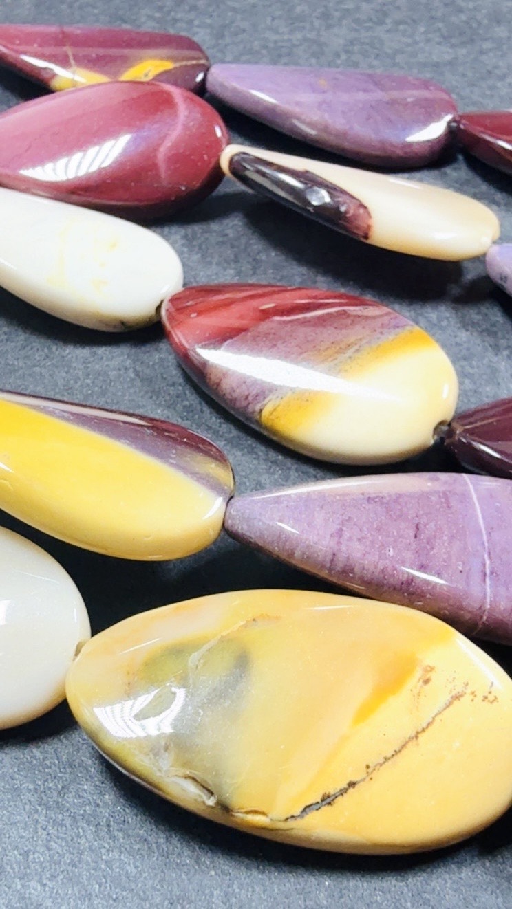 Natural Mookaite Smooth curved oval shaped Gemstone Bead, Beautiful Natural Red, Brown, Beige Color, Full Strand 15.5"