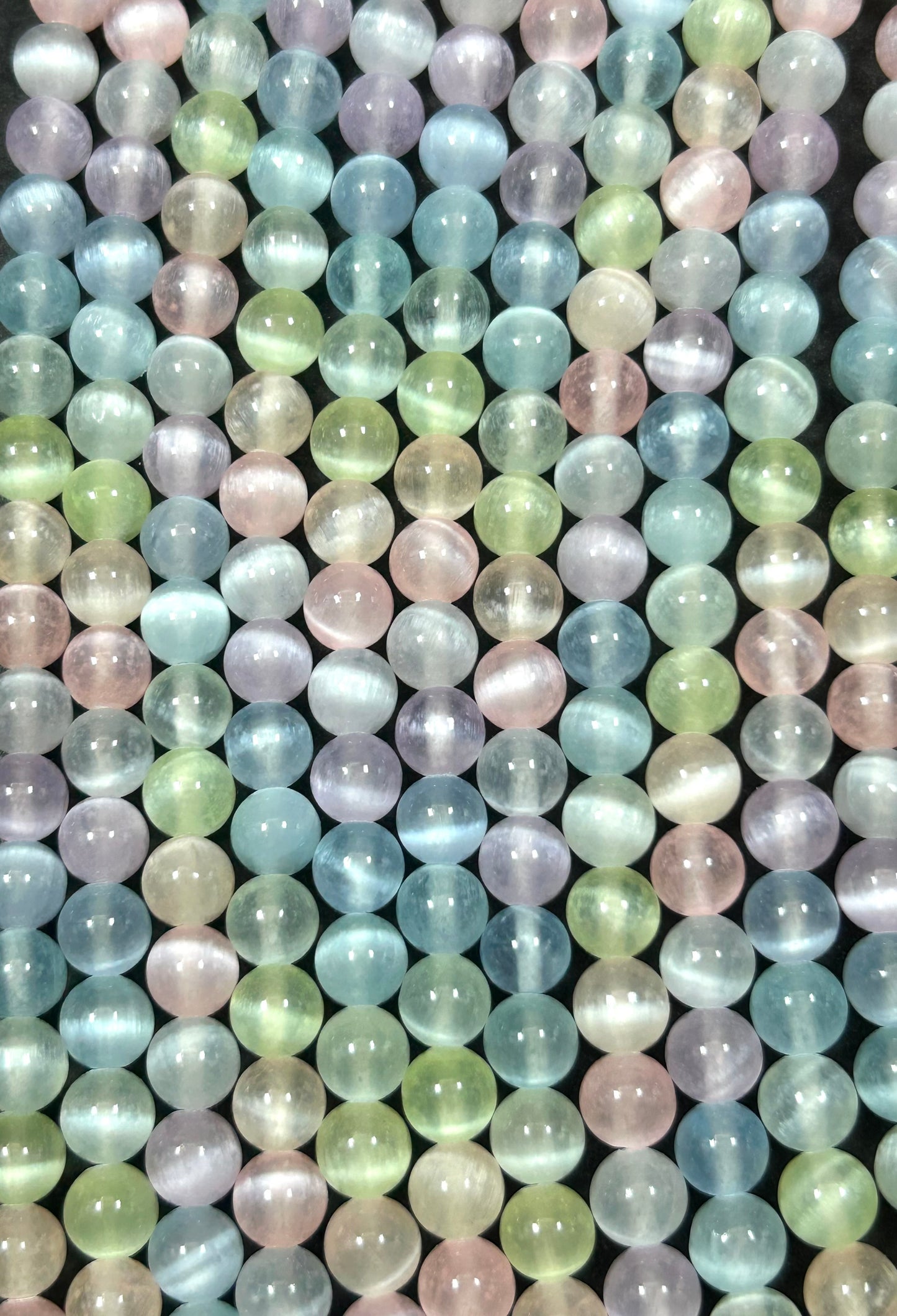 AAA natural selenite gemstone round bead. 6mm round bead. Gorgeous rainbow Pastel multi color selenite gemstone bead . Loose bead.15.5”