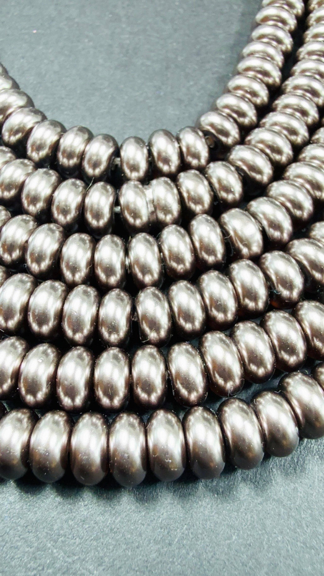 Chinese Swarovski Pearl Crystal Beads 6mm Rondelle shape Beads, Gorgeous Chocolate color Swarovski Crystal Pearl 15.5"