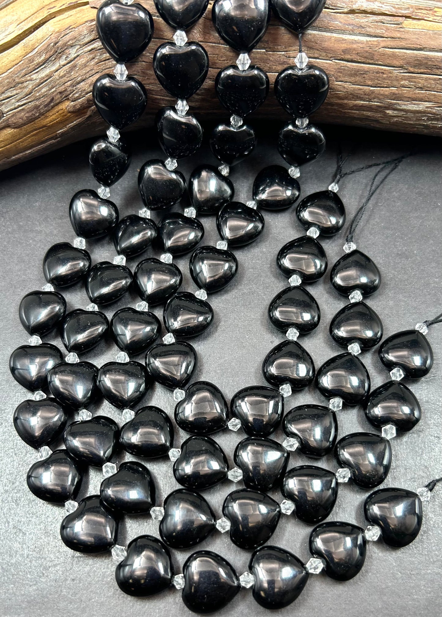Natural Black Onyx Gemstone Bead 15mm Heart Shape Bead, Natural Black Color Black Onyx Gemstone Beads, Excellent Quality Full Strand 15.5"
