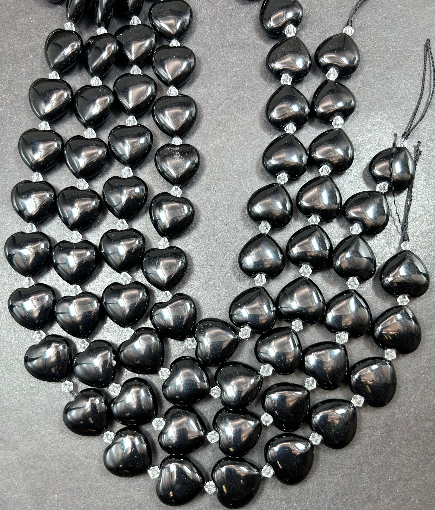 Natural Black Onyx Gemstone Bead 15mm Heart Shape Bead, Natural Black Color Black Onyx Gemstone Beads, Excellent Quality Full Strand 15.5"