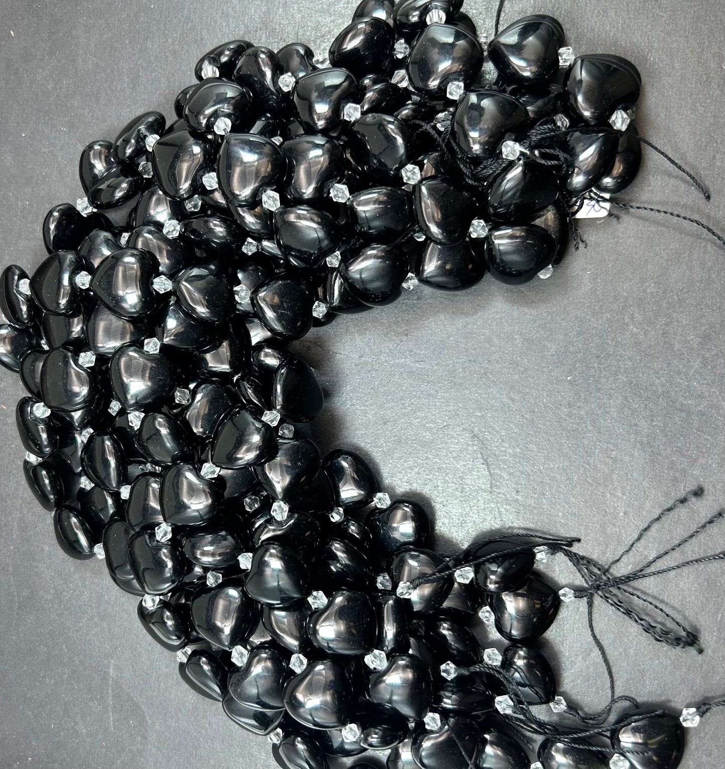 Natural Black Onyx Gemstone Bead 15mm Heart Shape Bead, Natural Black Color Black Onyx Gemstone Beads, Excellent Quality Full Strand 15.5"