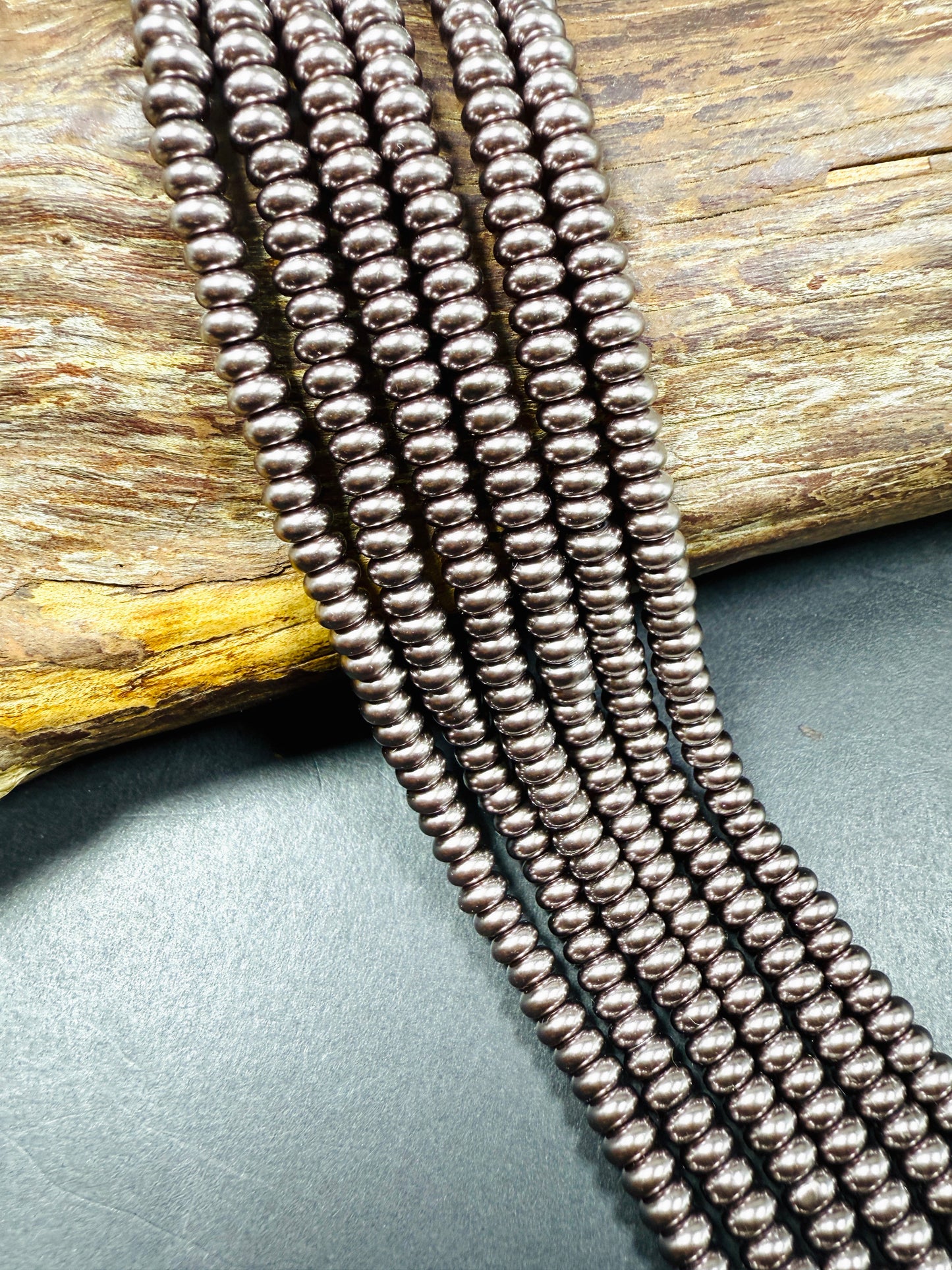 Chinese Swarovski Pearl Crystal Beads 6mm Rondelle shape Beads, Gorgeous Chocolate color Swarovski Crystal Pearl 15.5"