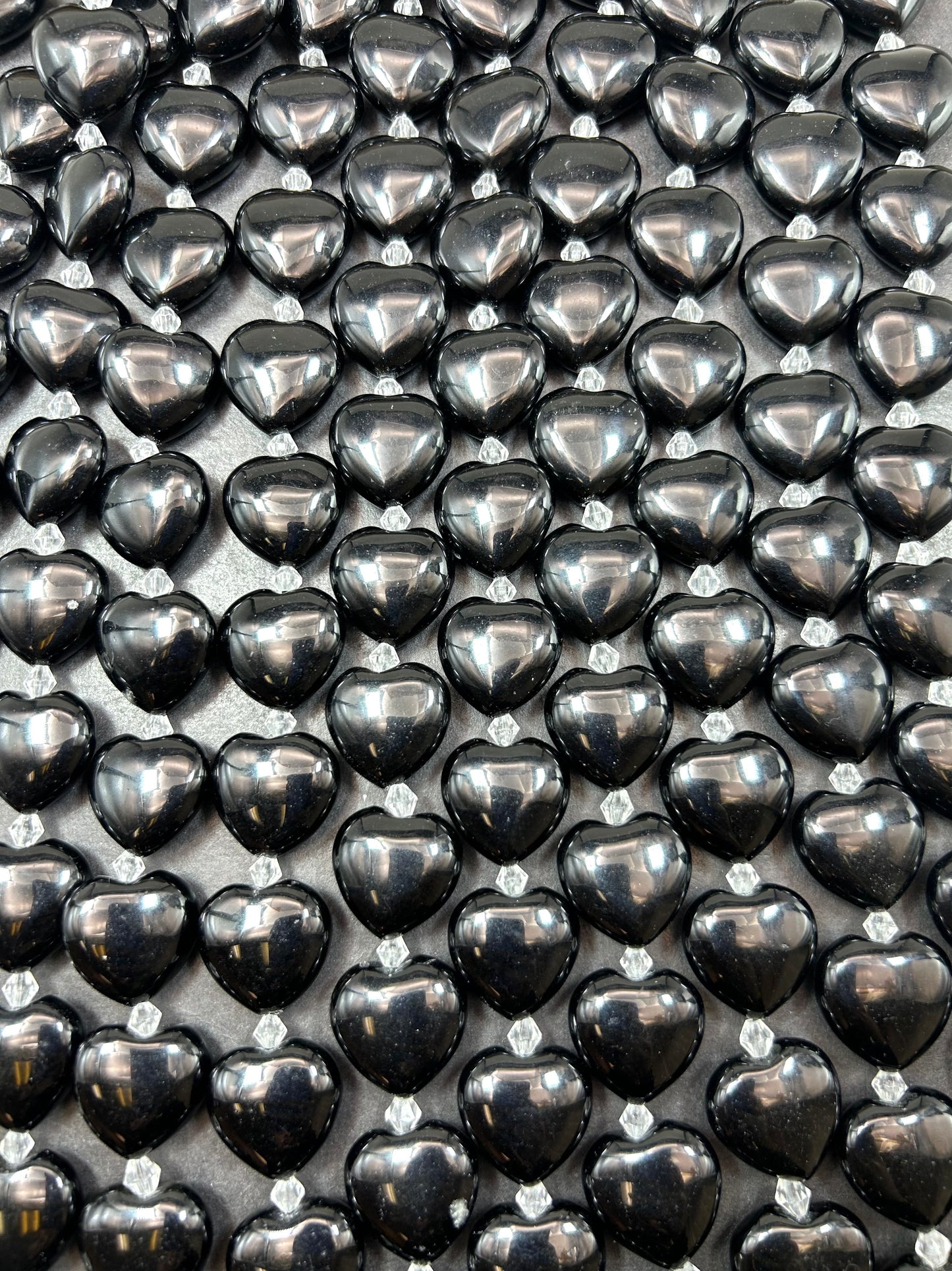 Natural Black Onyx Gemstone Bead 15mm Heart Shape Bead, Natural Black Color Black Onyx Gemstone Beads, Excellent Quality Full Strand 15.5"