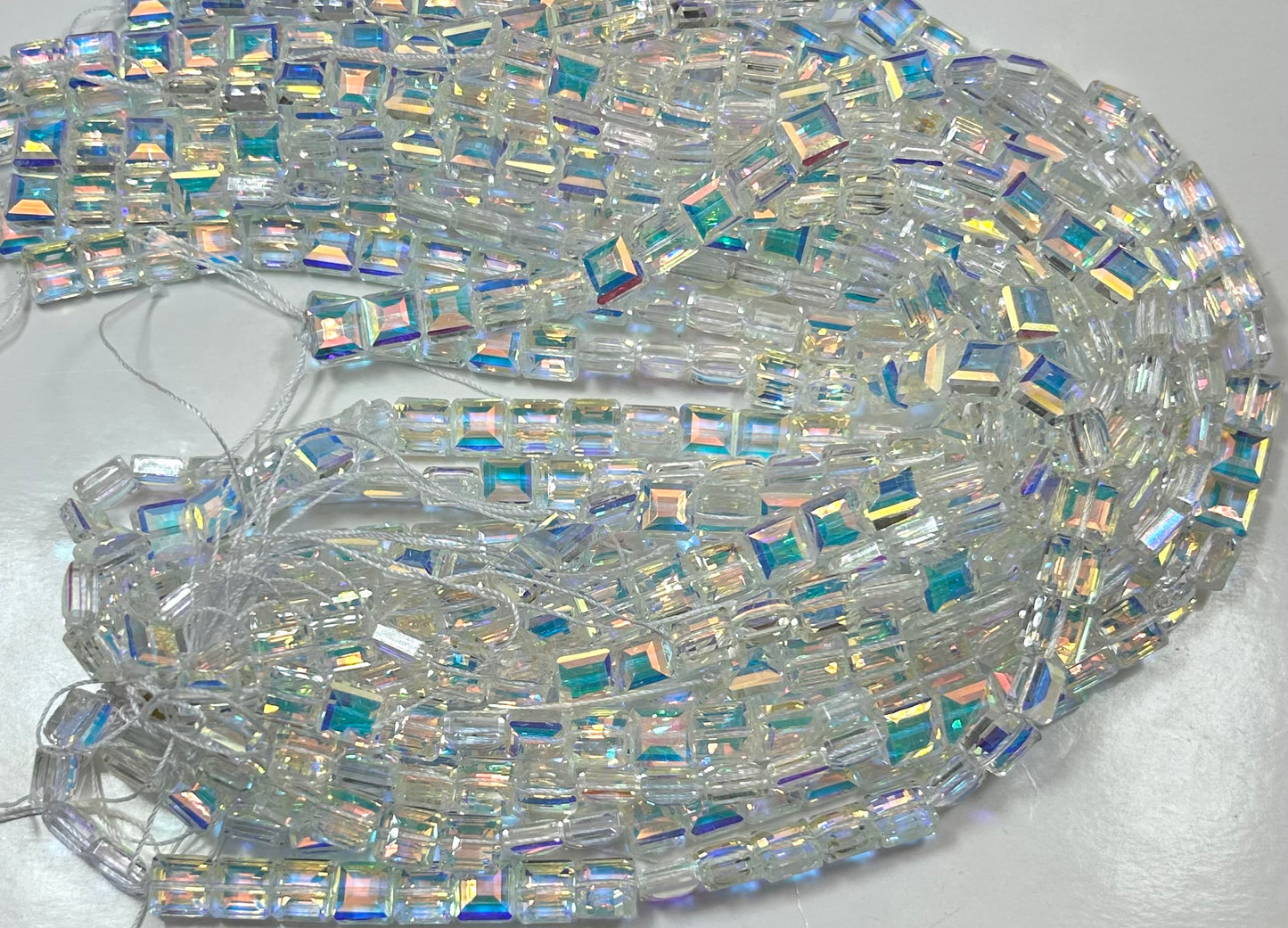AAA High Quality Iridescent Crystal Bead Faceted 10mm  Square Shape Beads. Gorgeous Rainbow Flash Beads Great Quality Full Strand 15.5"