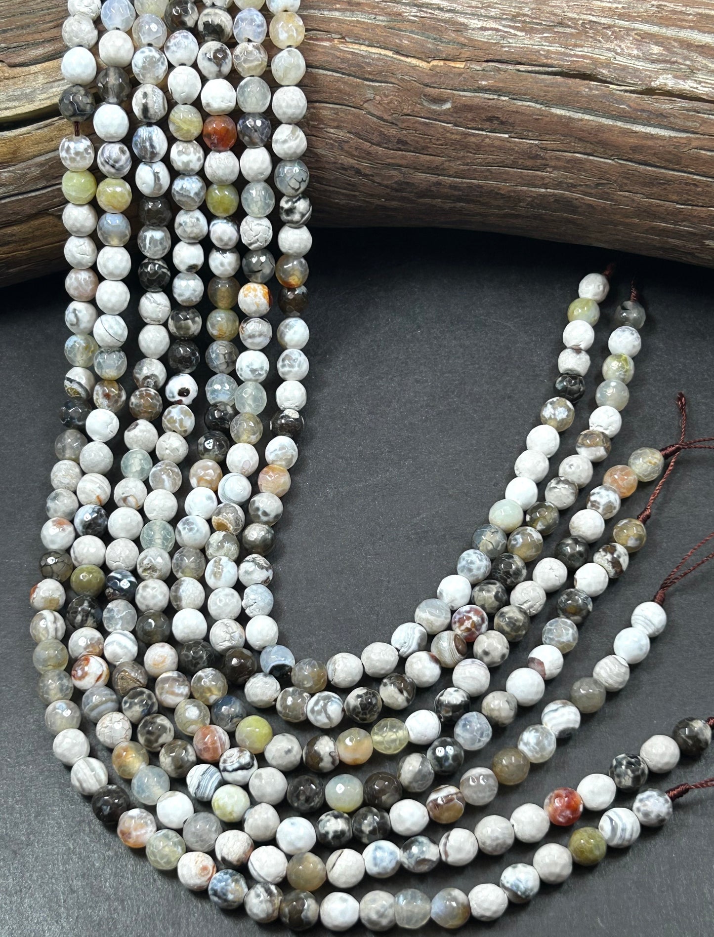 Natural Tibetan Agate Gemstone Bead 8mm Round Faceted Beads Beautiful white green color Tibetan Agate Great Quality Full Strand 15.5"