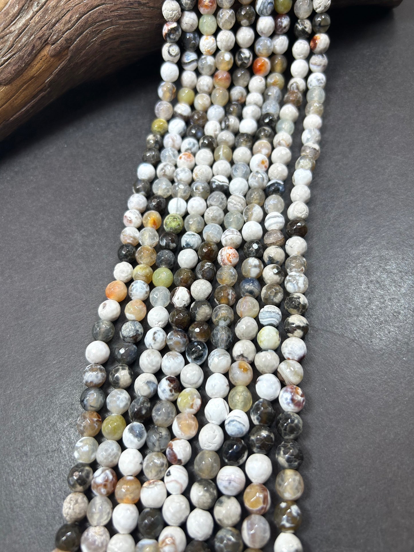 Natural Tibetan Agate Gemstone Bead 8mm Round Faceted Beads Beautiful white green color Tibetan Agate Great Quality Full Strand 15.5"