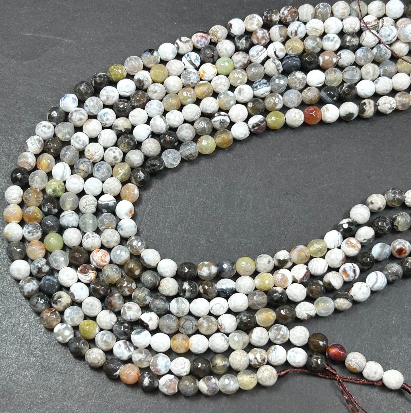 Natural Tibetan Agate Gemstone Bead 8mm Round Faceted Beads Beautiful white green color Tibetan Agate Great Quality Full Strand 15.5"