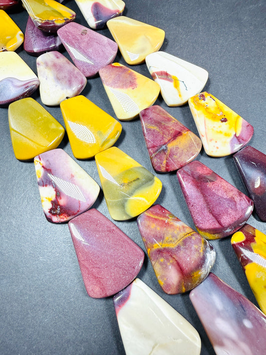 Natural Mookaite Smooth irregular teardrop-like form shaped Gemstone Bead, Beautiful Natural Red, Brown, Beige Color, Full Strand 15.5".