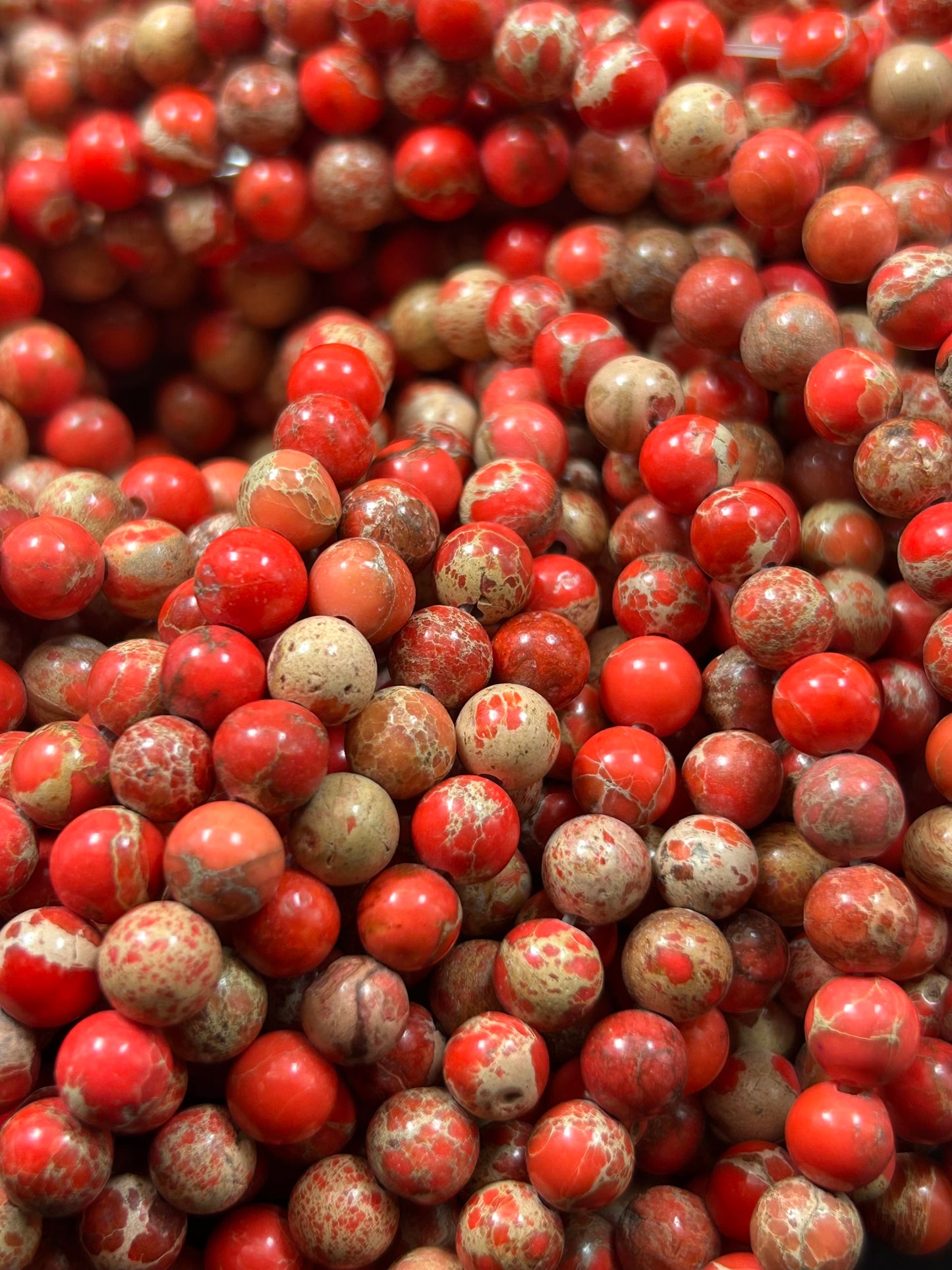 Natural Sea Sediment Jasper Gemstone Bead 6mm  Round Beads, Beautiful Red orange Imperial Jasper Bead Full Strand 15.5"