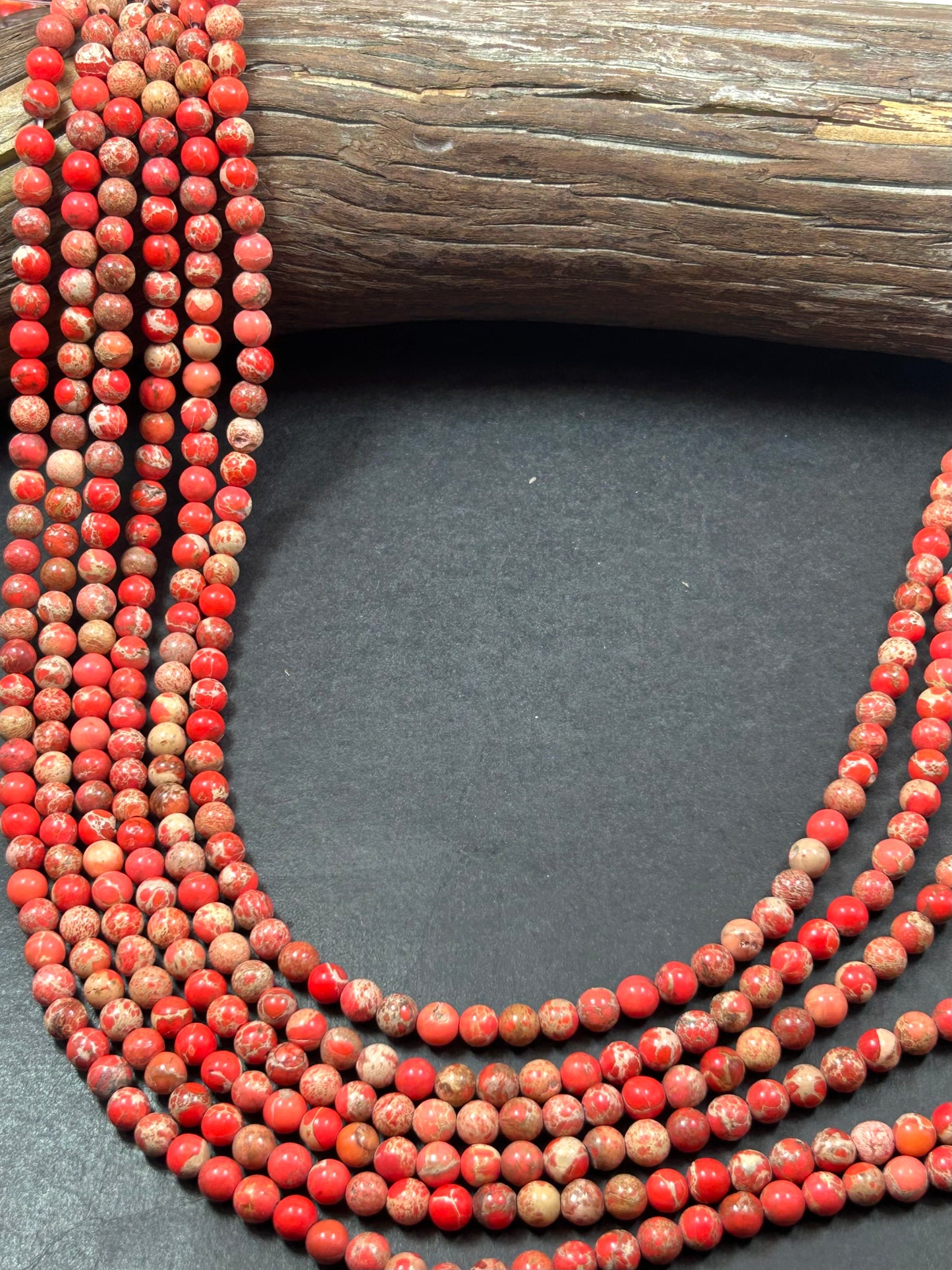 Natural Sea Sediment Jasper Gemstone Bead 6mm  Round Beads, Beautiful Red orange Imperial Jasper Bead Full Strand 15.5"