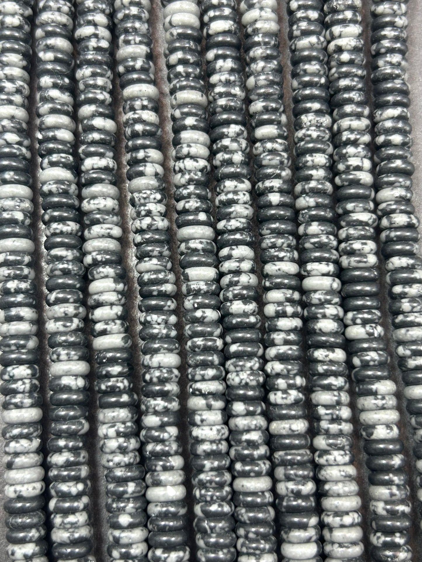 Snow flake Obsidian Smooth Roundel Heishi 6x2mm Beautiful Back and gray color Obsidian