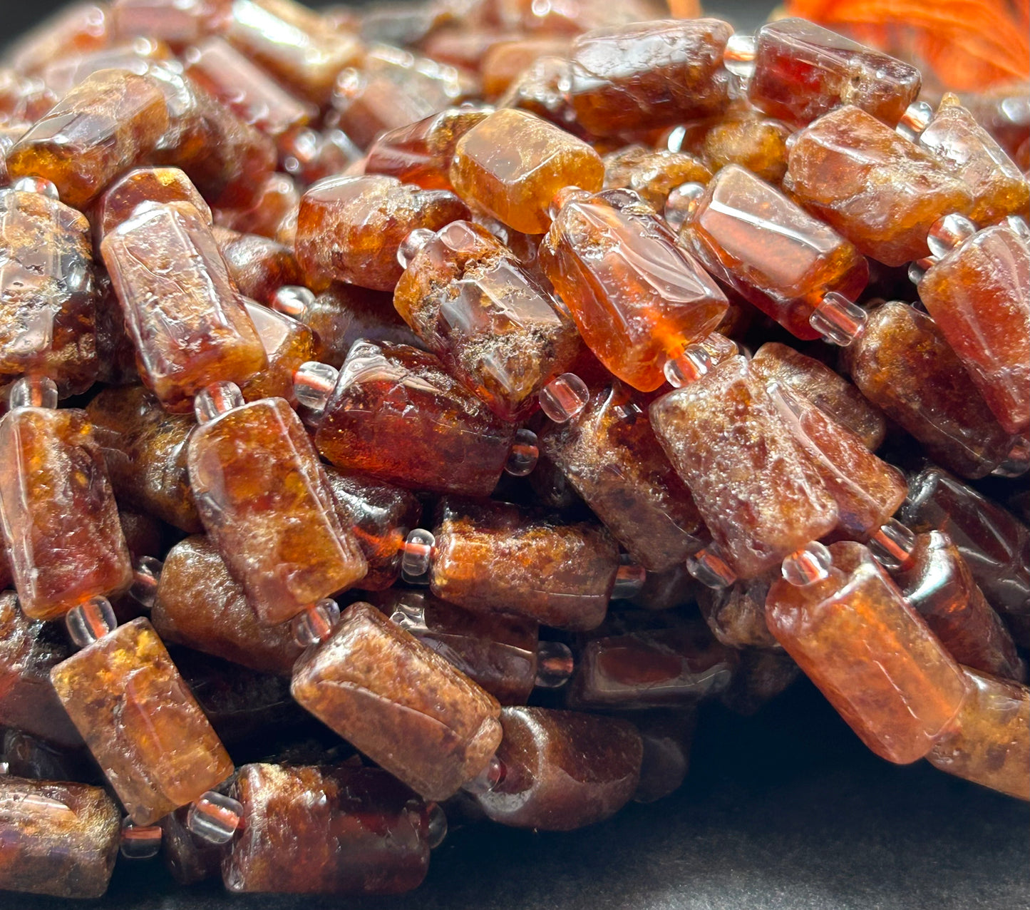 AAA Natural Hessonite Orange Faceted6-7x12mm tube shape. Gorgeous natural orange Nice quality gemstone