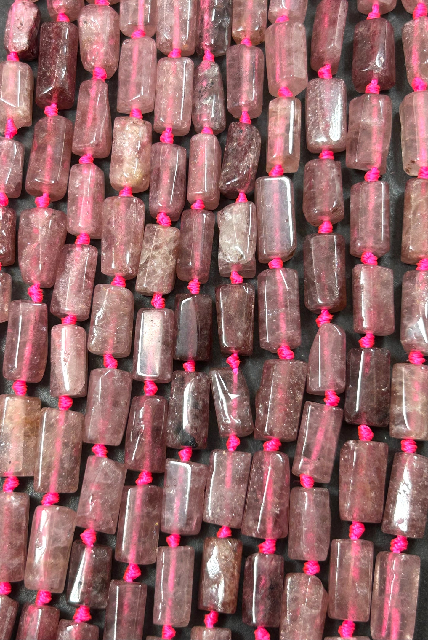 AAA Natural Strawberry Quartz stone bead. Faceted6-7x11-12mm tube shape. Gorgeous pink quartz. Nice quality gemstone