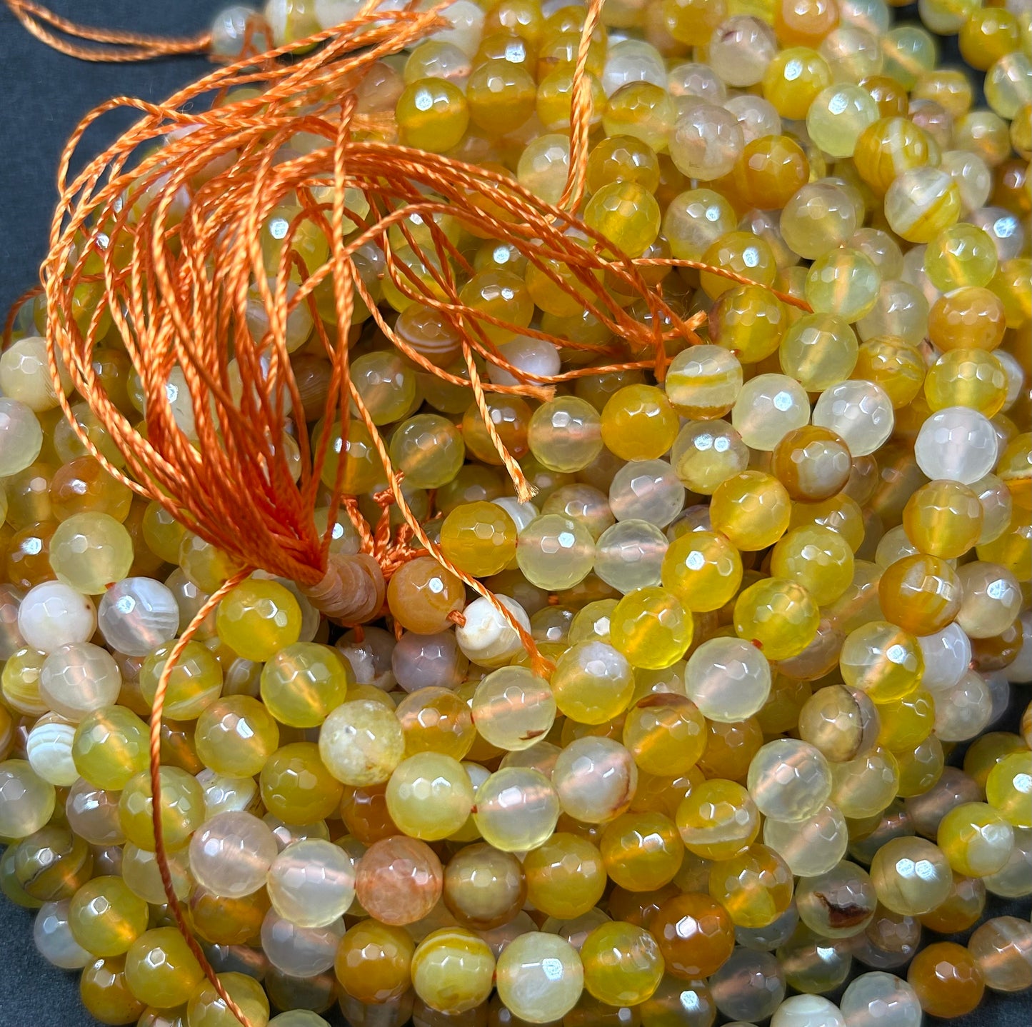 NATURAL Sunburst Botswana Agate Gemstone Bead Faceted 8mm Round Shape Beads Gorgeous Multicolor Yellow Orange Color Full Strand 15.5"