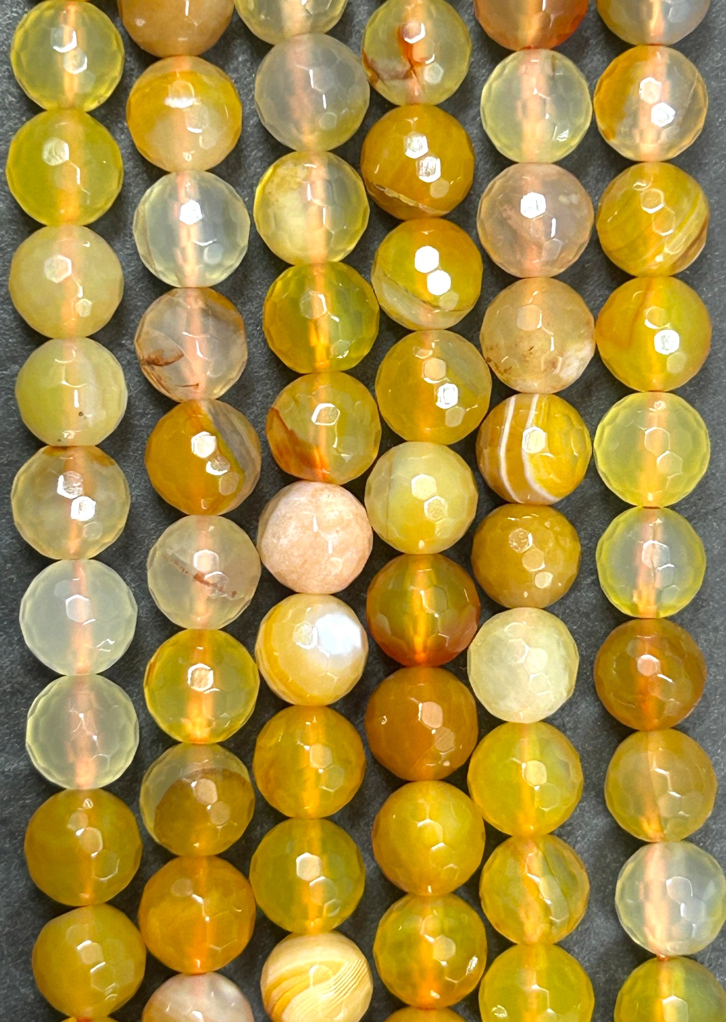 NATURAL Sunburst Botswana Agate Gemstone Bead Faceted 8mm Round Shape Beads Gorgeous Multicolor Yellow Orange Color Full Strand 15.5"