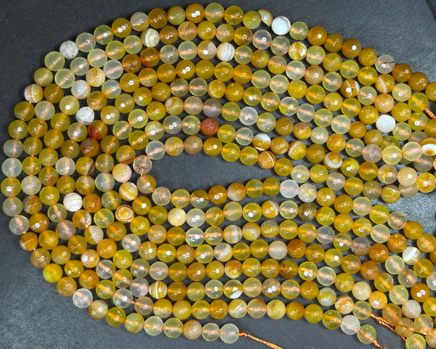 NATURAL Sunburst Botswana Agate Gemstone Bead Faceted 8mm Round Shape Beads Gorgeous Multicolor Yellow Orange Color Full Strand 15.5"