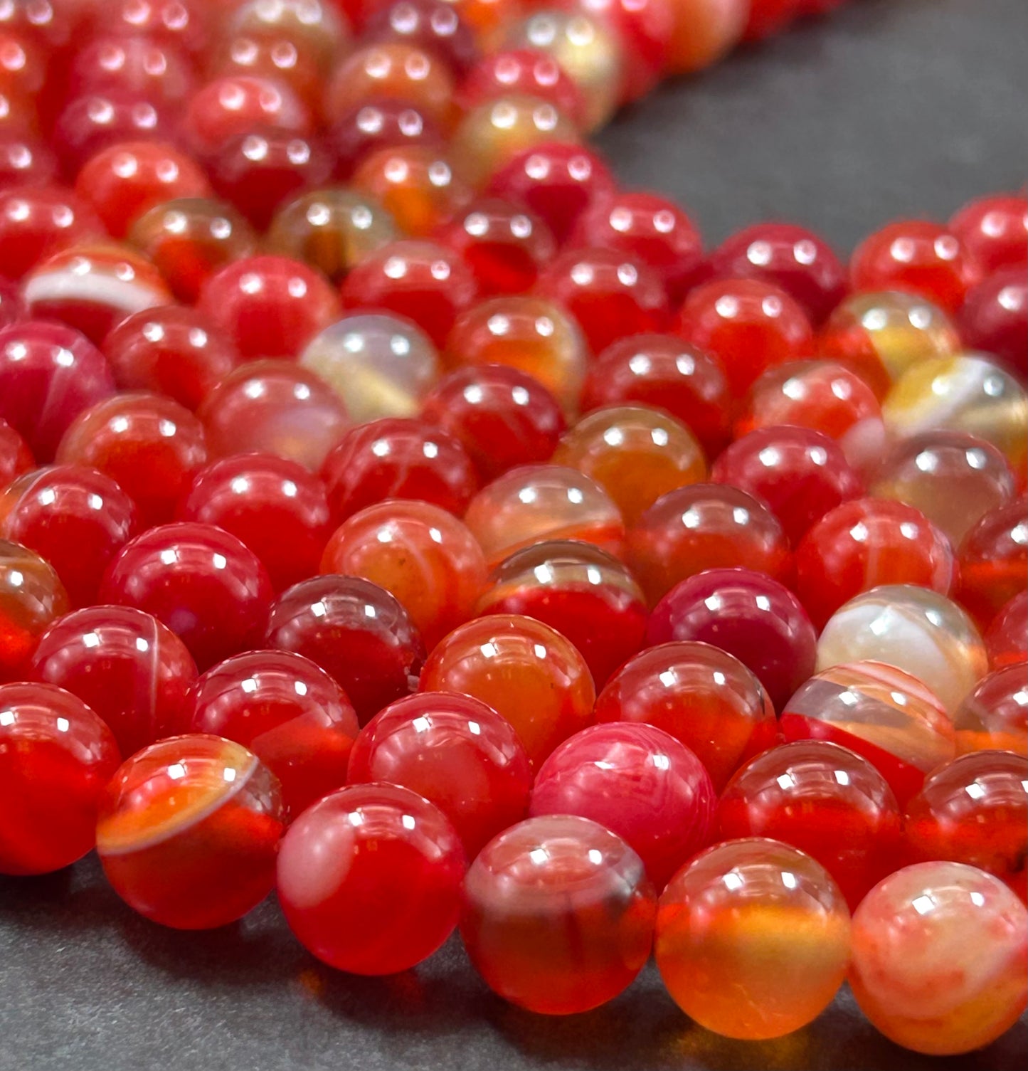 Beautiful natural Crimson Botswana stone bead.8mm smooth round bead. Beautiful natural red orange color Botswana gemstone. Full strand 15