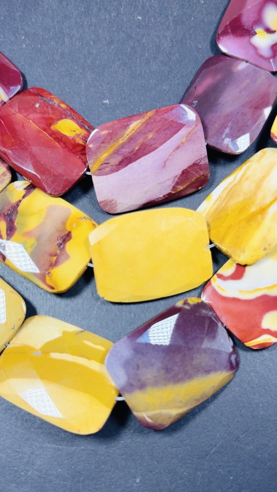 Natural Mookaite Faceted rectangular shaped Gemstone Bead, Beautiful Natural Red, Brown, Beige Color, Full Strand 15.5".