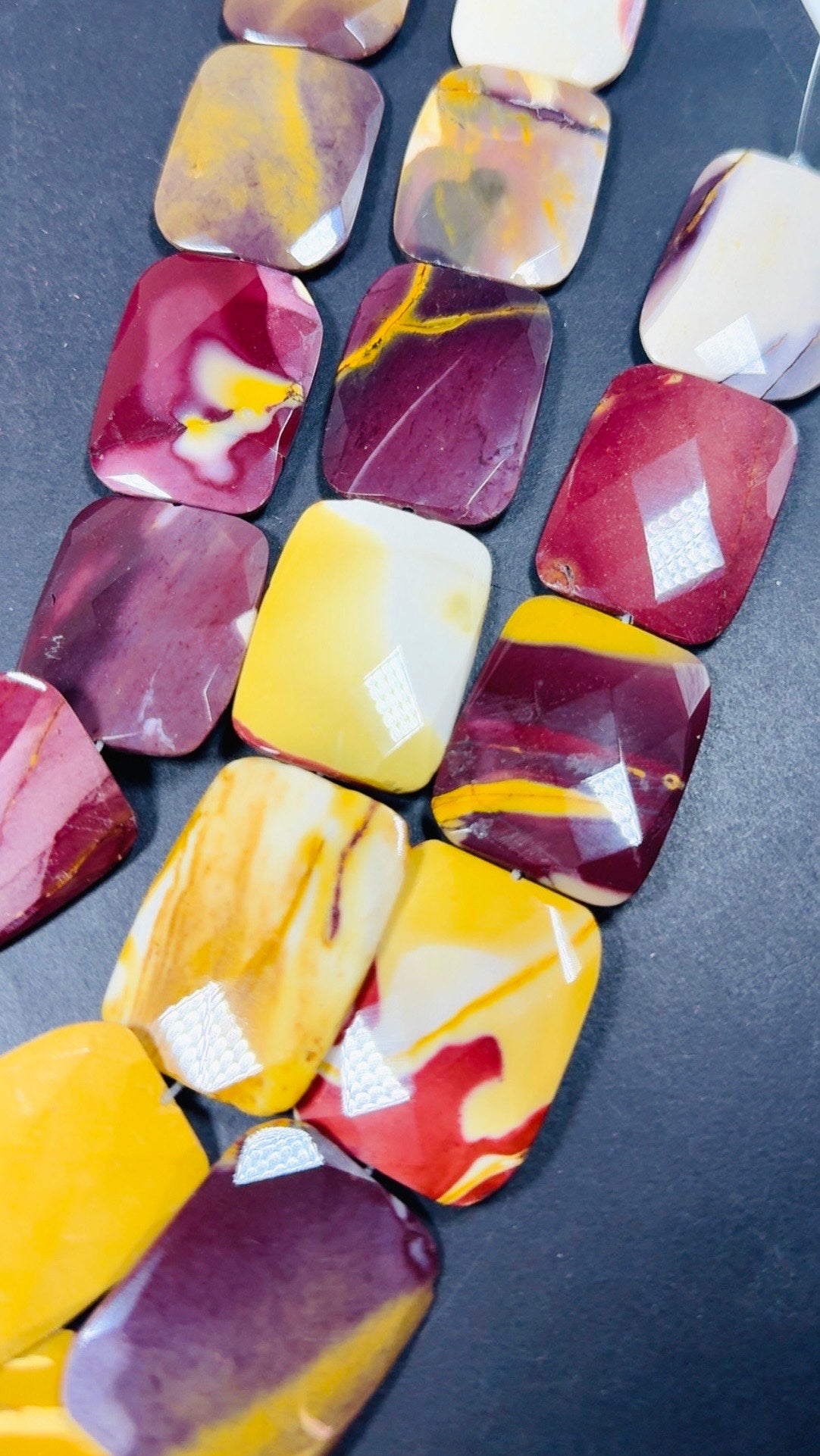 Natural Mookaite Faceted rectangular shaped Gemstone Bead, Beautiful Natural Red, Brown, Beige Color, Full Strand 15.5".