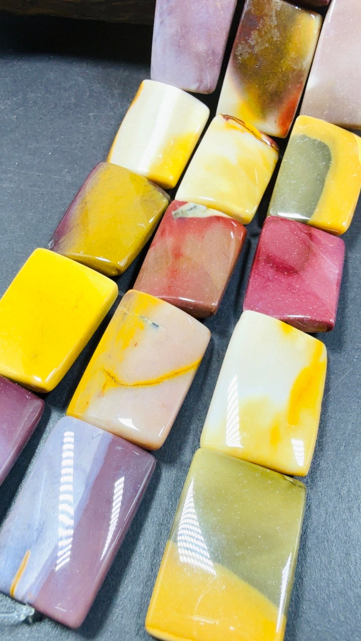 Natural Mookaite Rectangular shaped Gemstone Bead, Beautiful Natural Red, Brown, Beige Color, Full Strand 15.5".